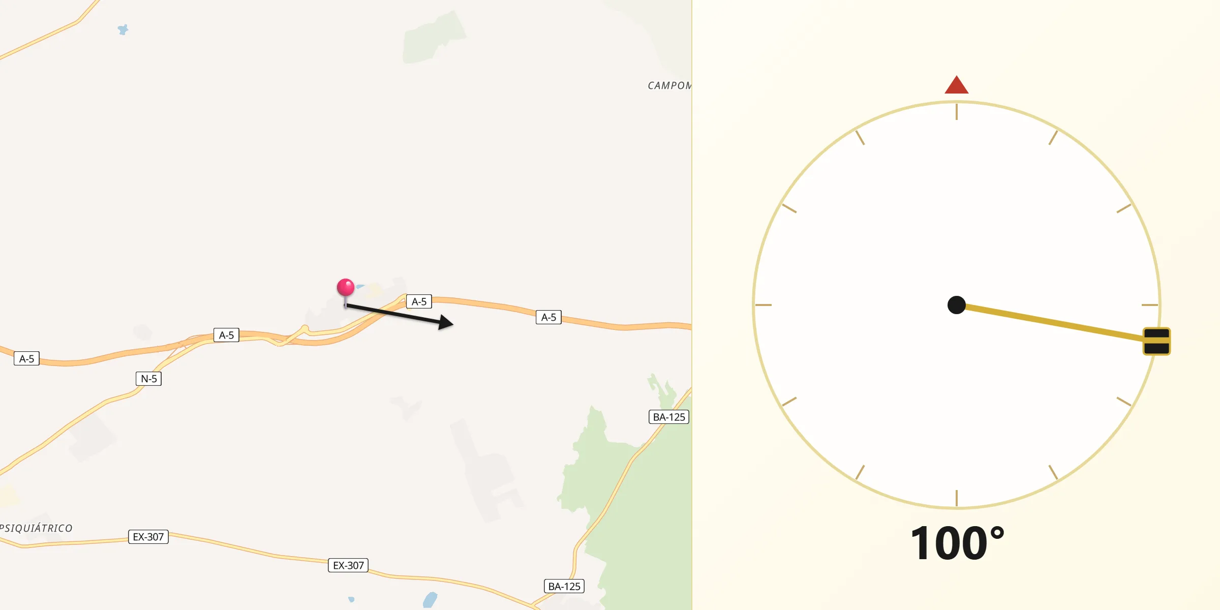 Dirección de la Qibla desde Trujillanos