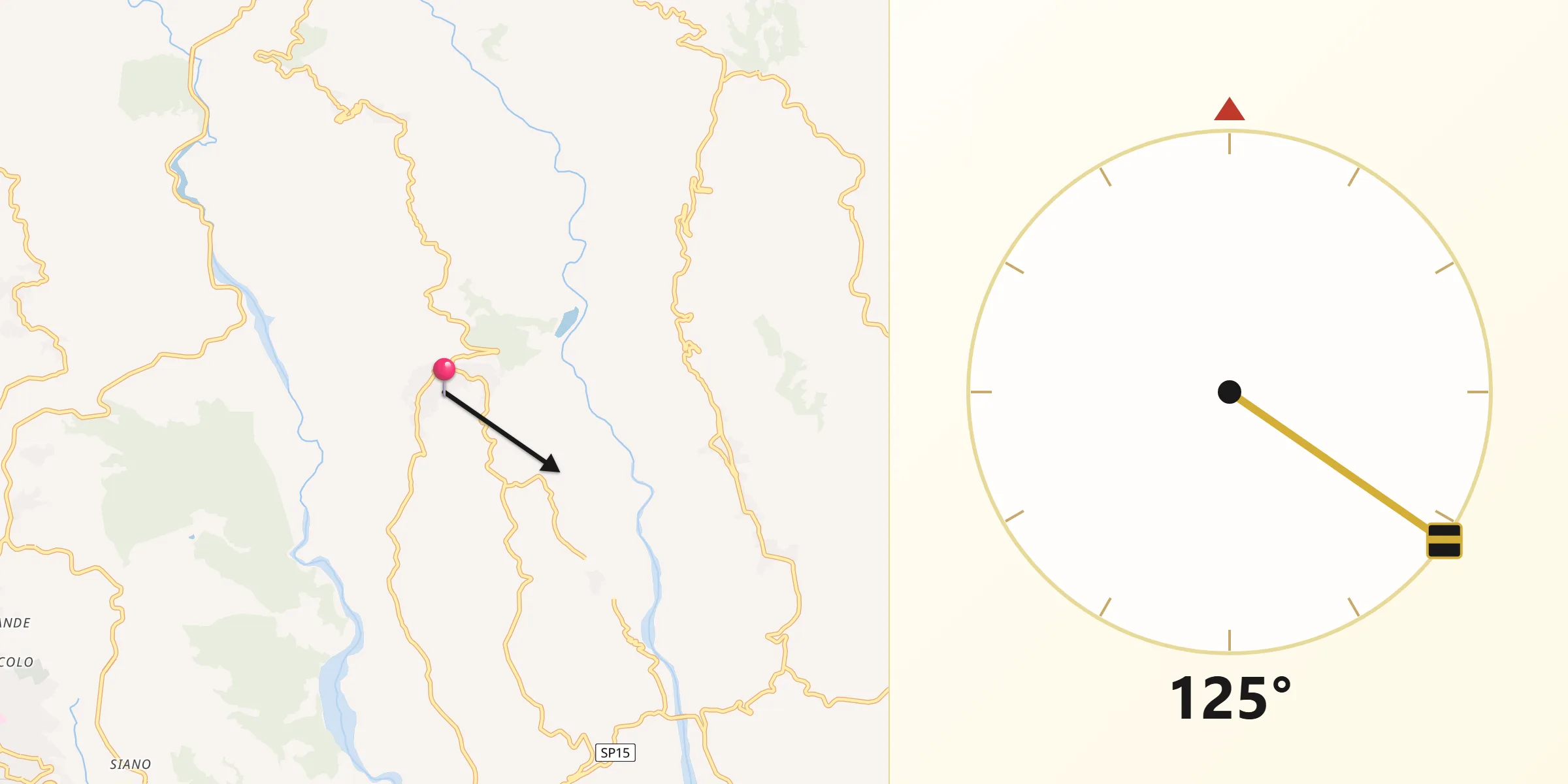 Direzione della Qibla da Crichi