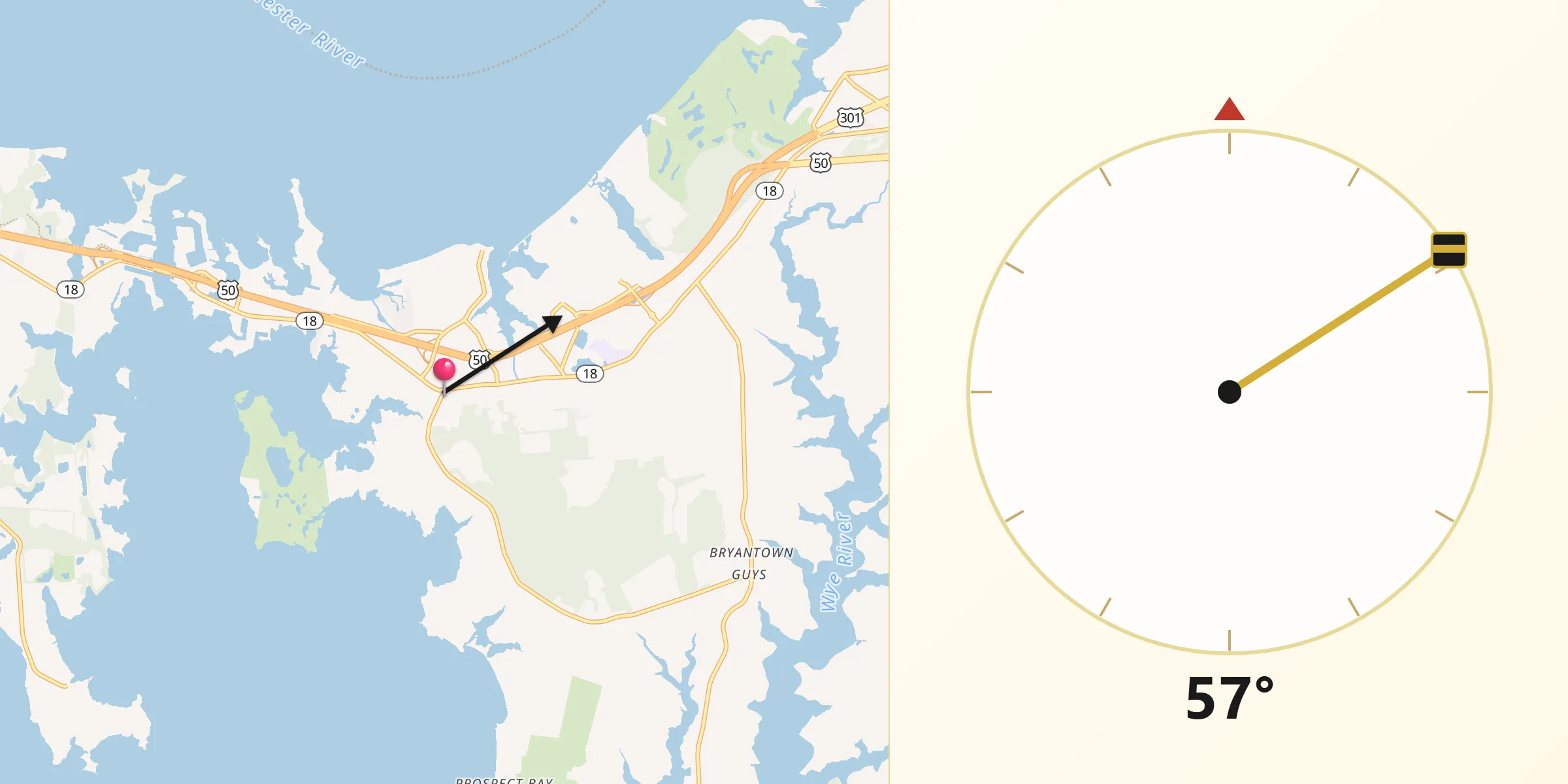 Qibla Direction from Grasonville