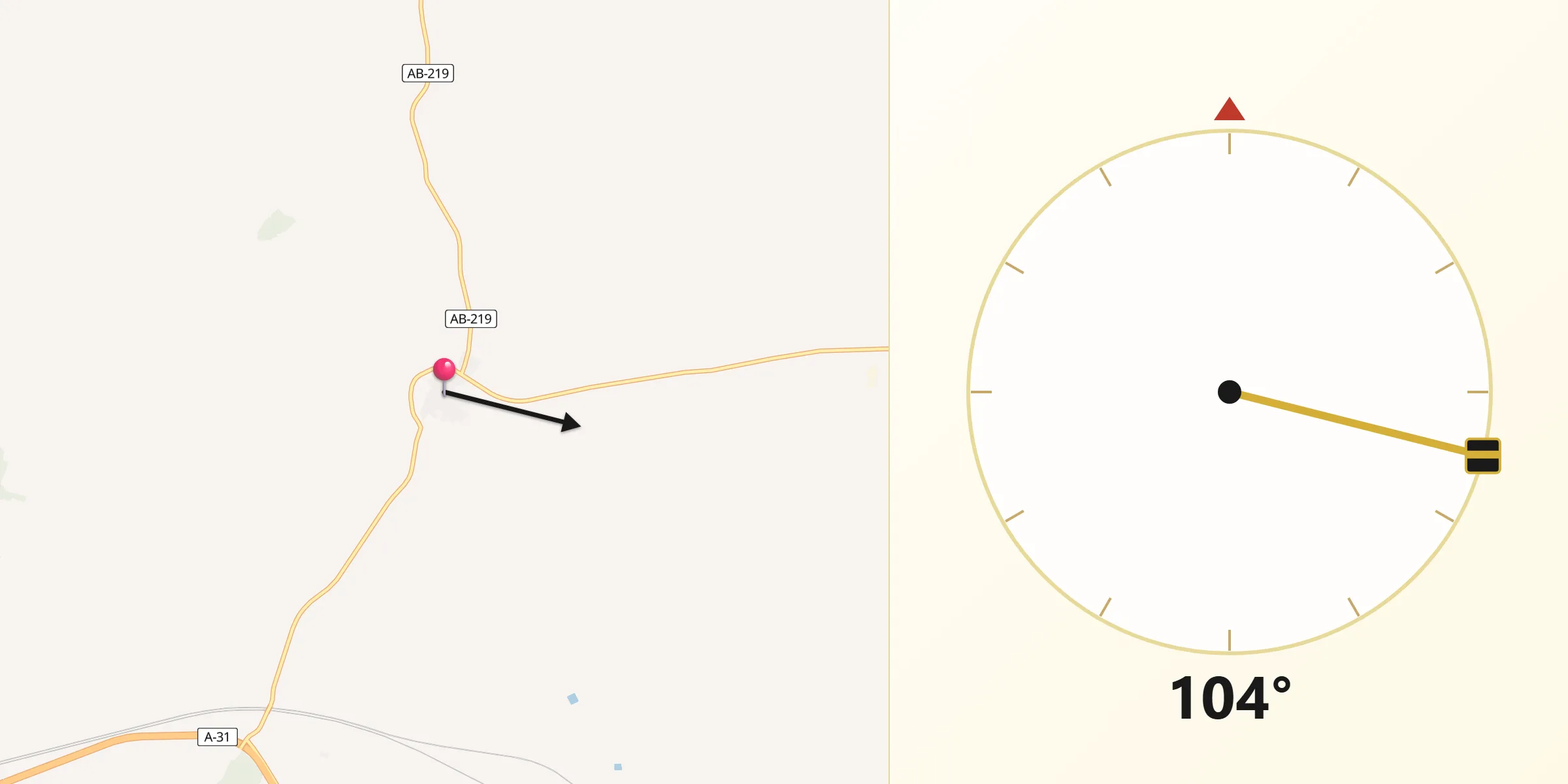 Dirección de la Qibla desde Hoya-Gonzalo