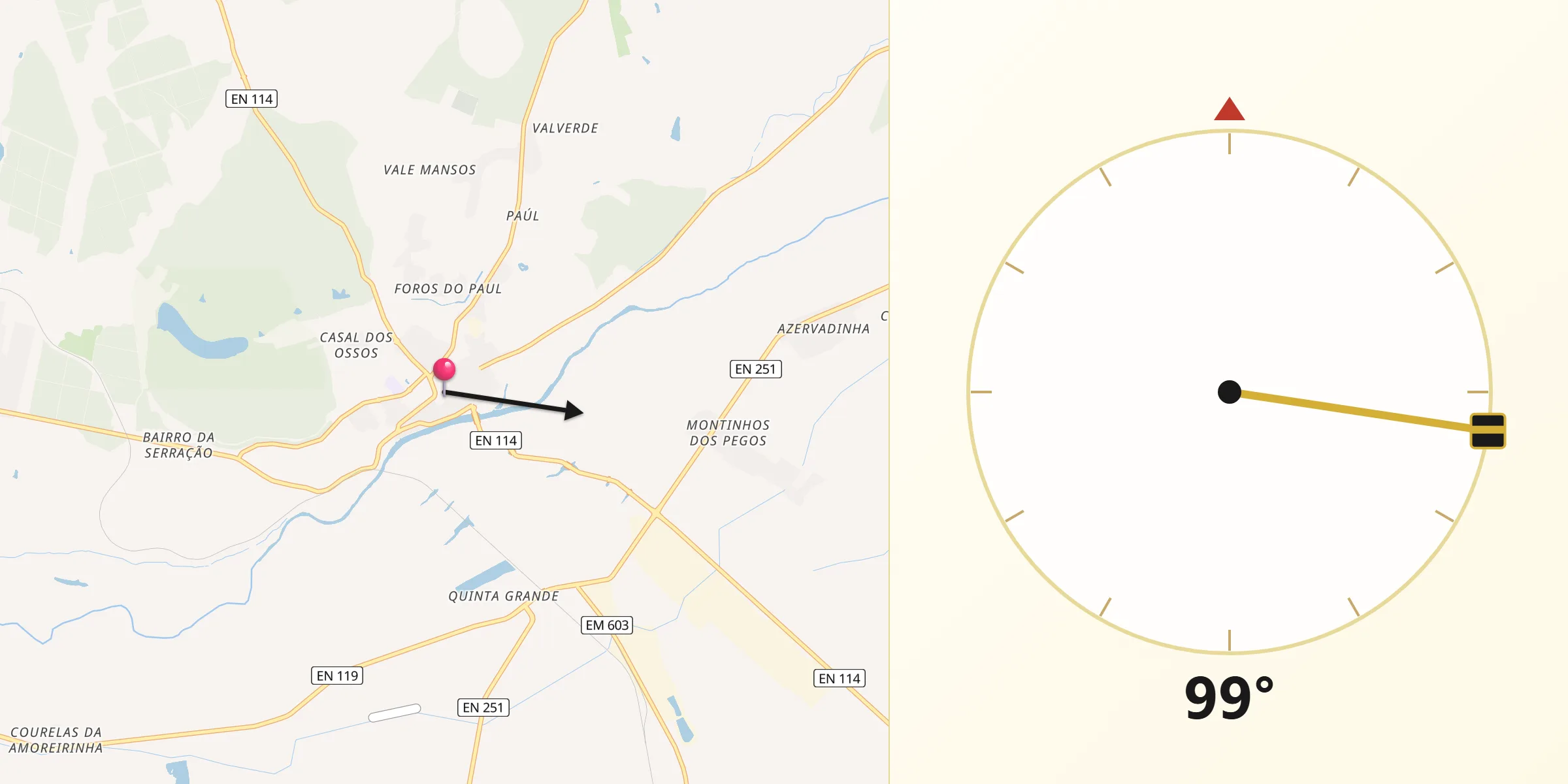 Direção da Qibla a partir de Coruche