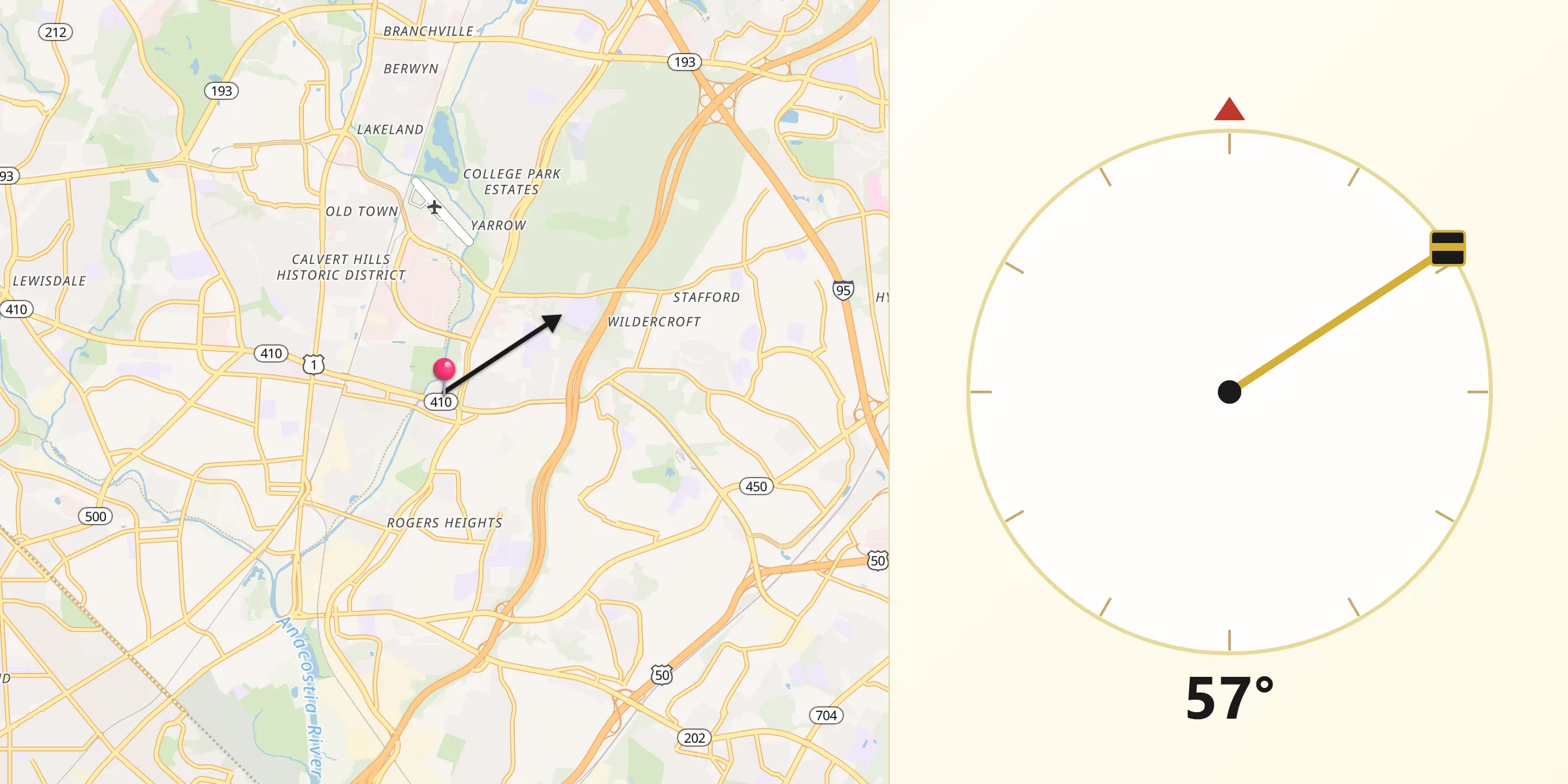 Qibla Direction from East Riverdale