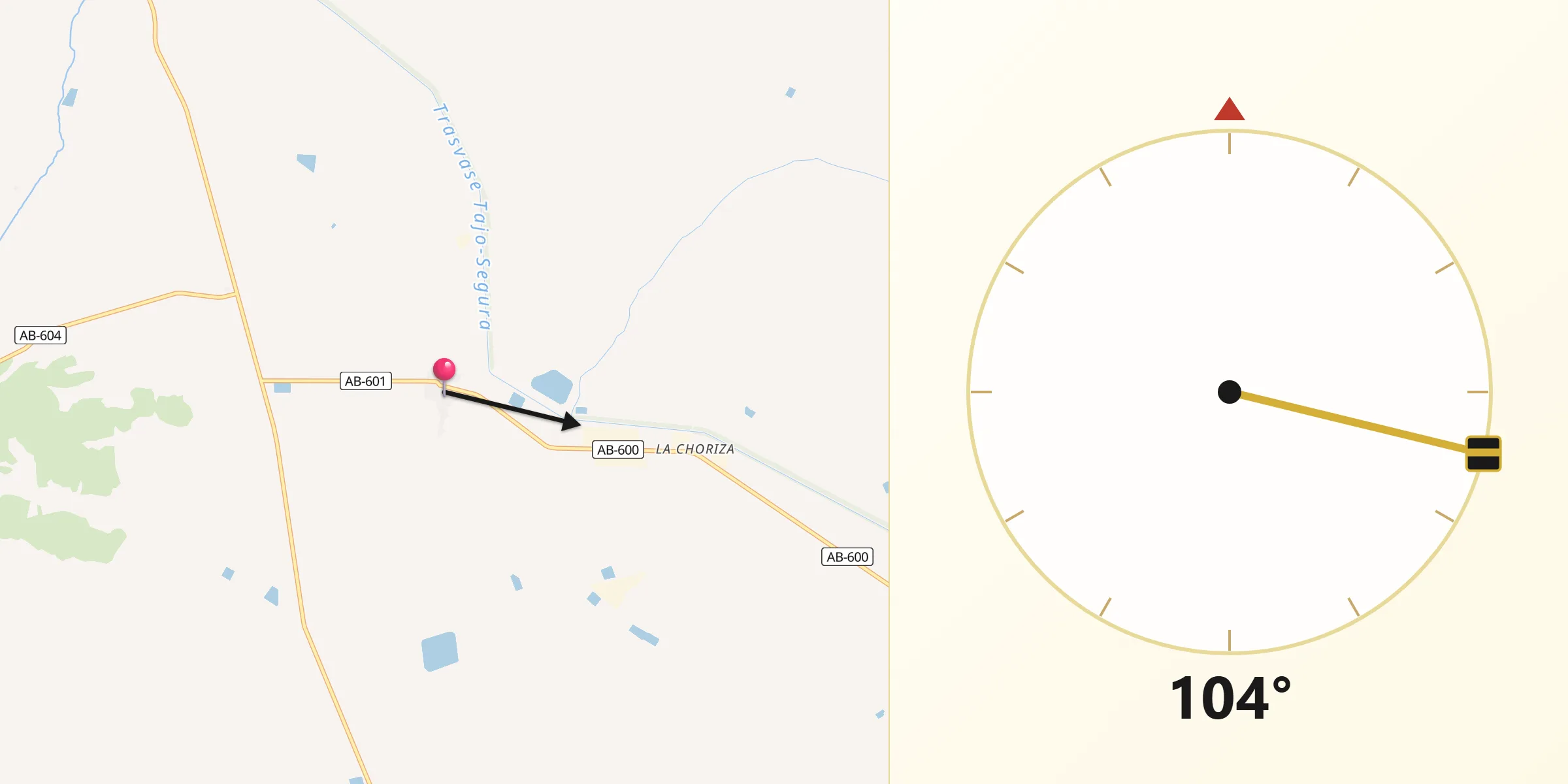 Dirección de la Qibla desde La Herrera
