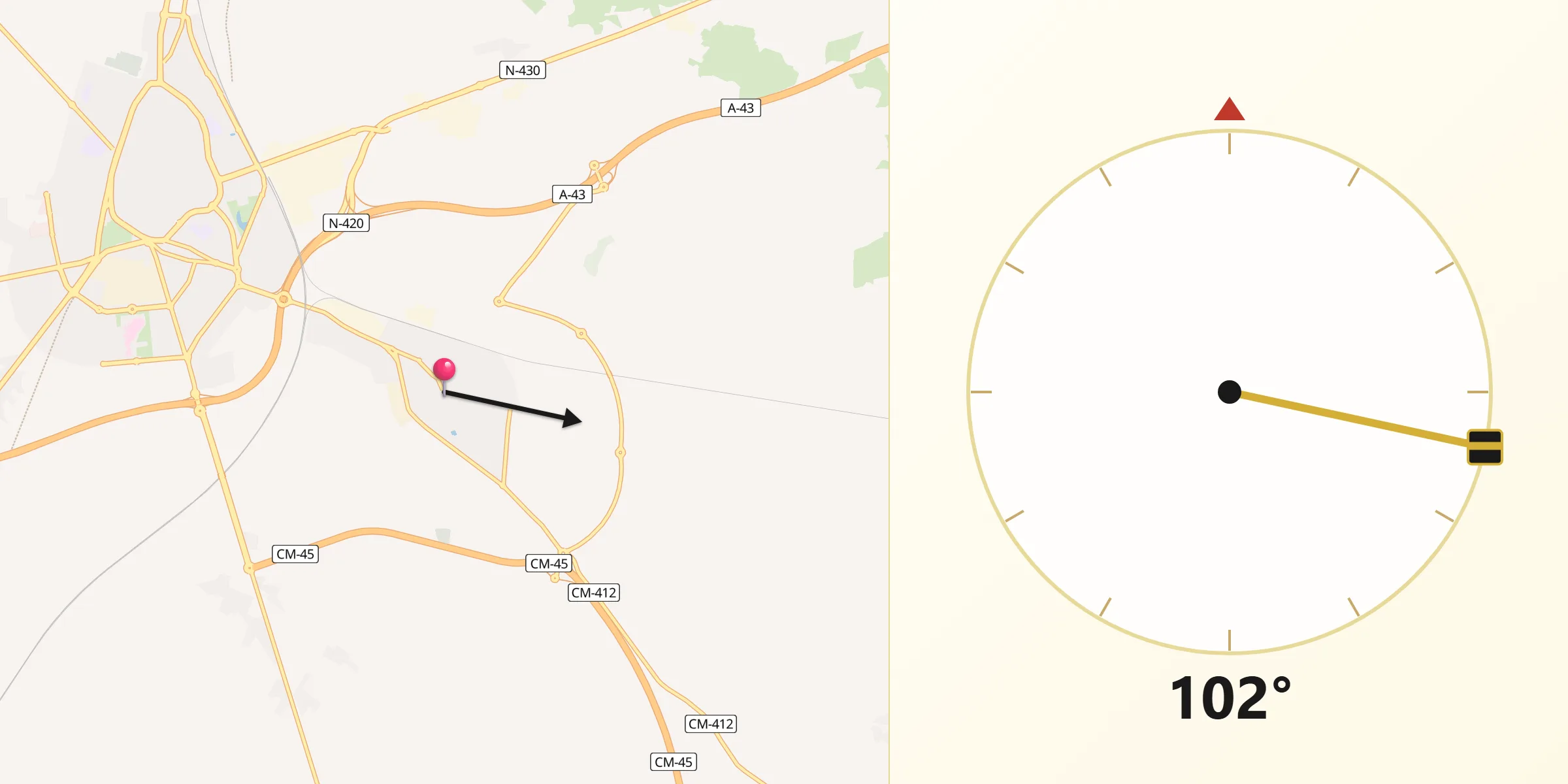 Dirección de la Qibla desde Miguelturra