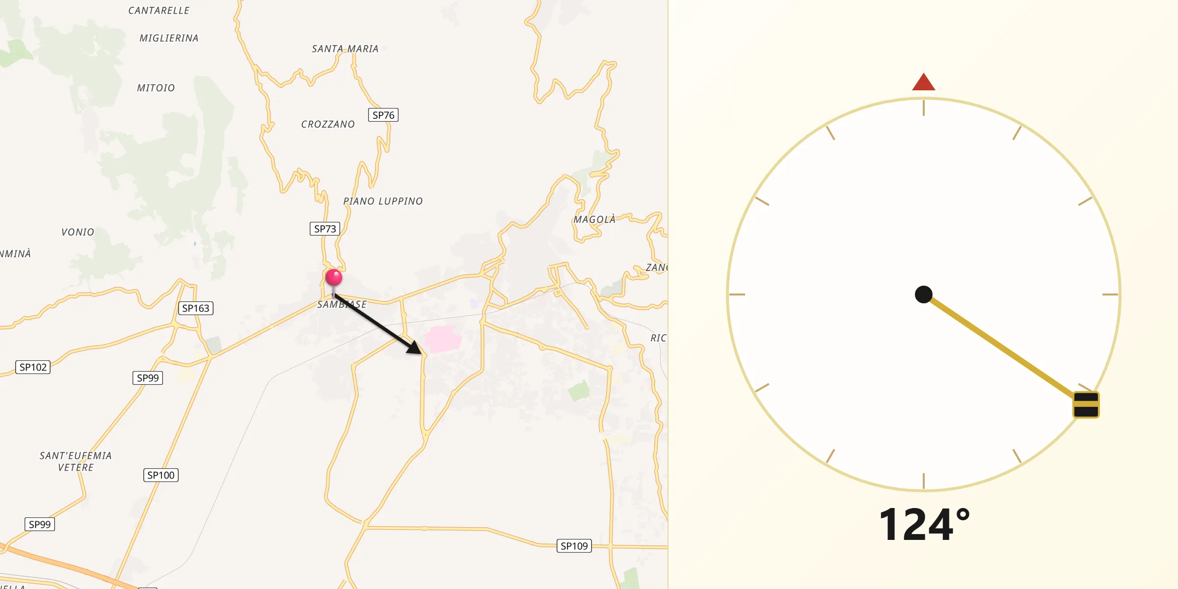 Direzione della Qibla da Sambiase