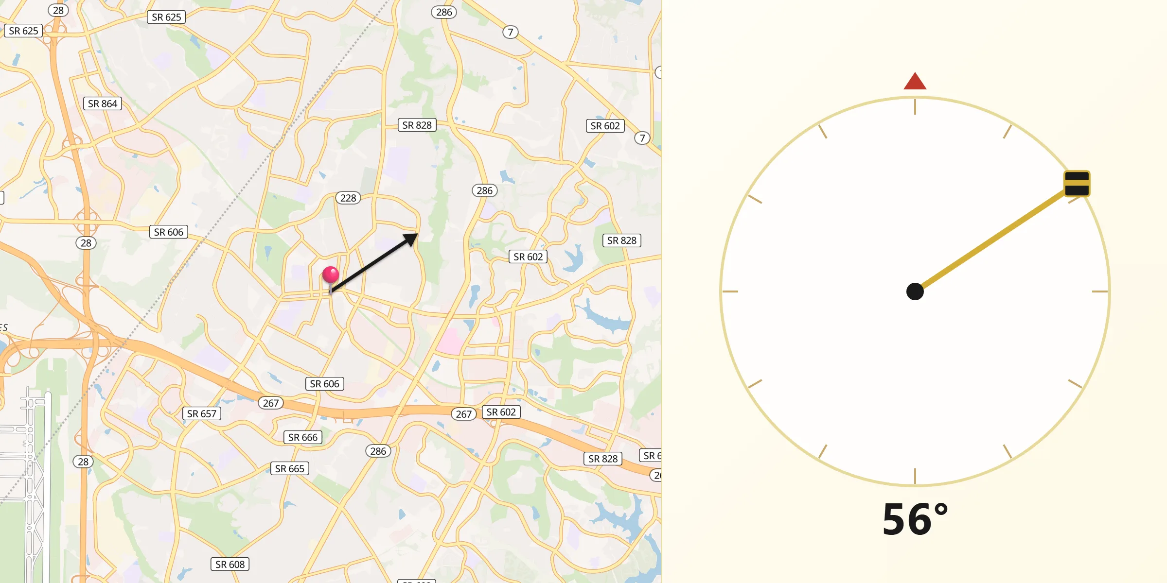 Qibla Direction from Herndon