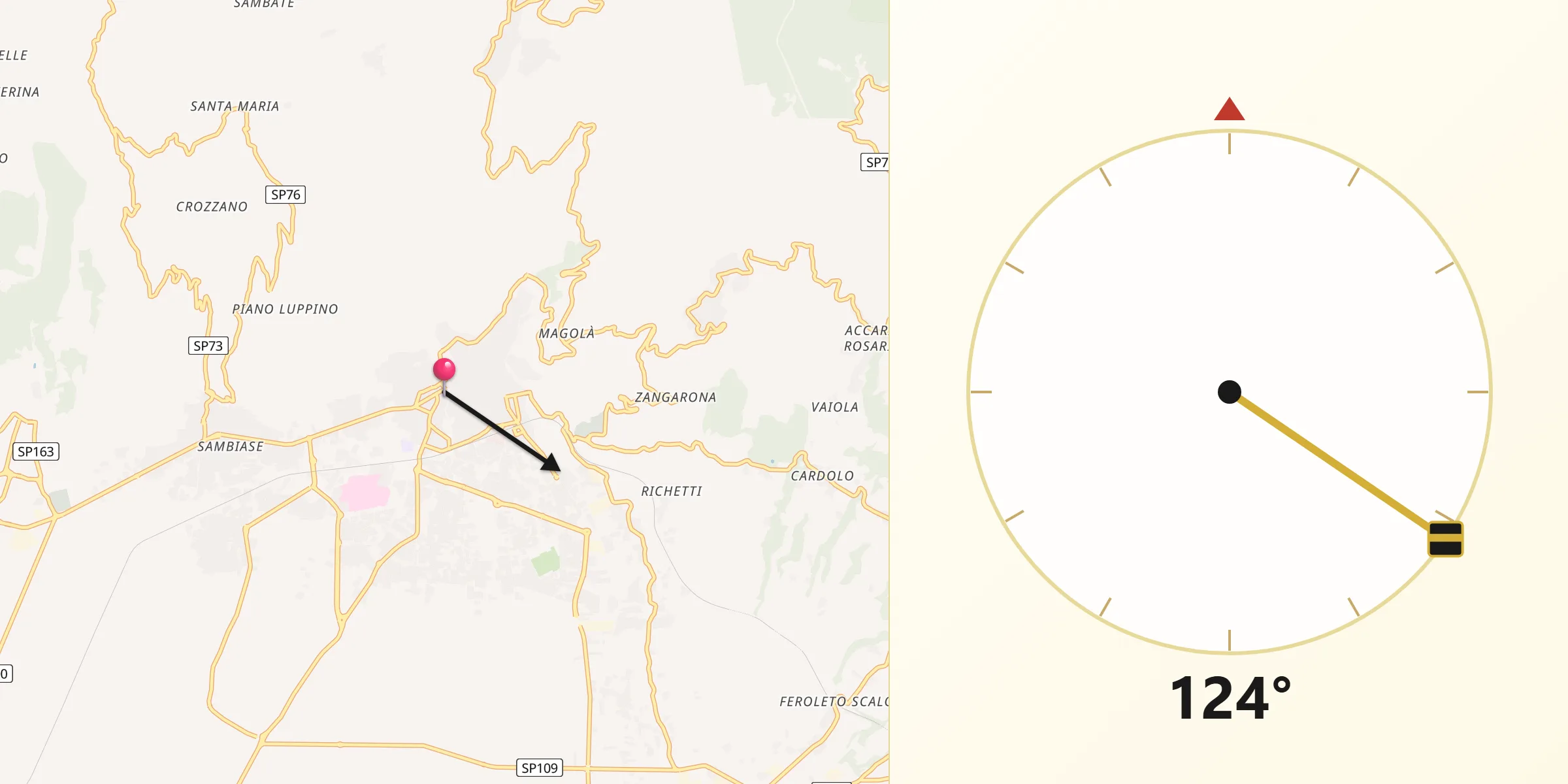 Direzione della Qibla da Nicastro
