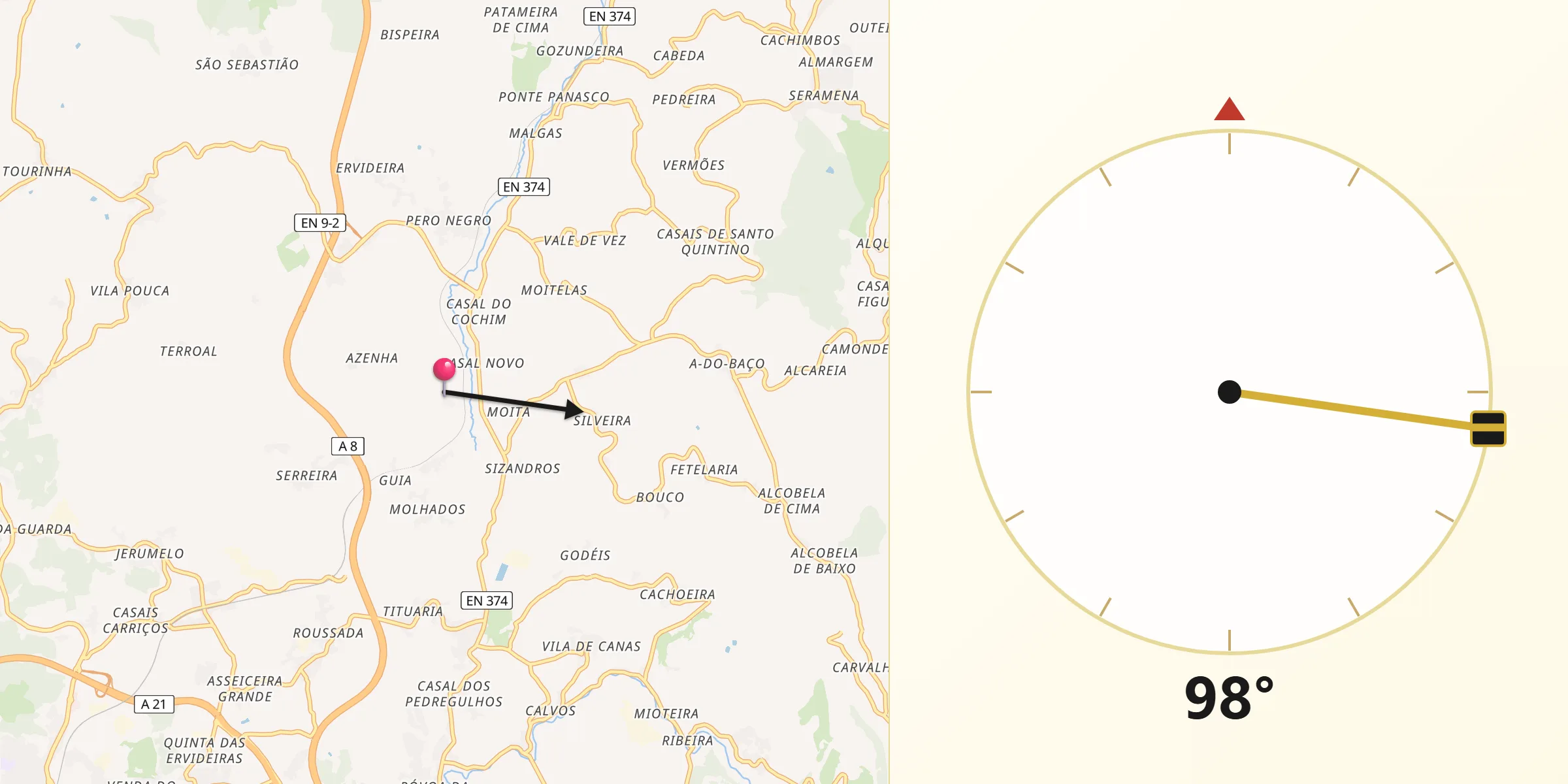 Direção da Qibla a partir de Sapataria