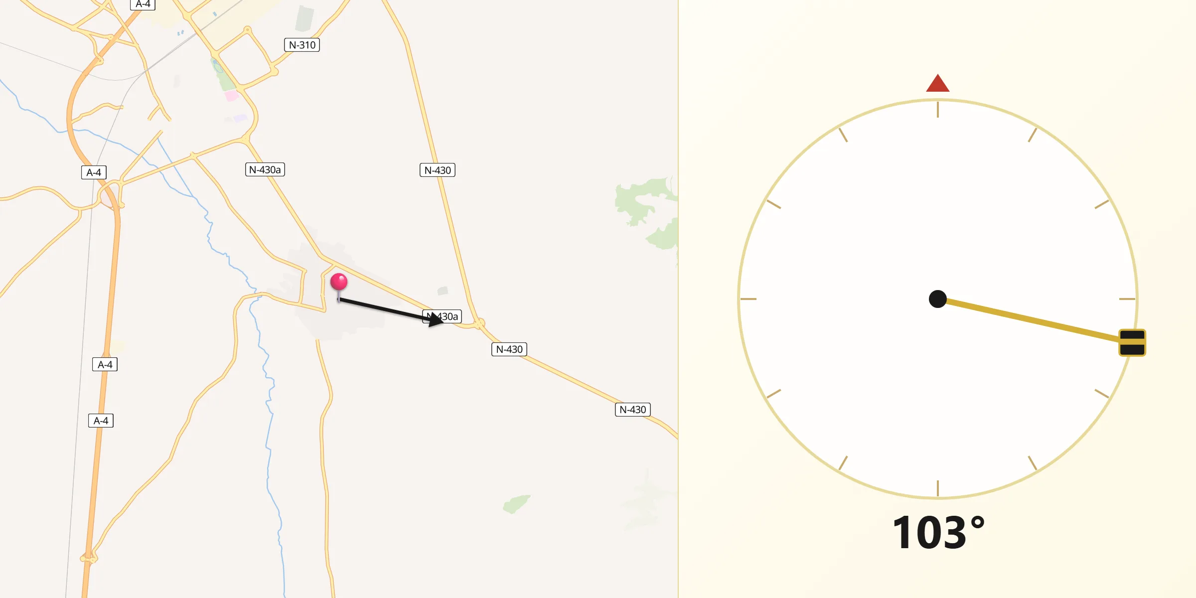 Dirección de la Qibla desde Membrilla