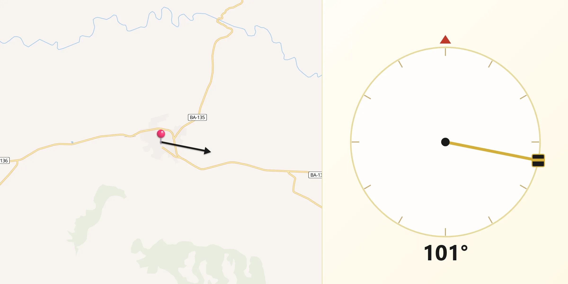 Dirección de la Qibla desde Siruela