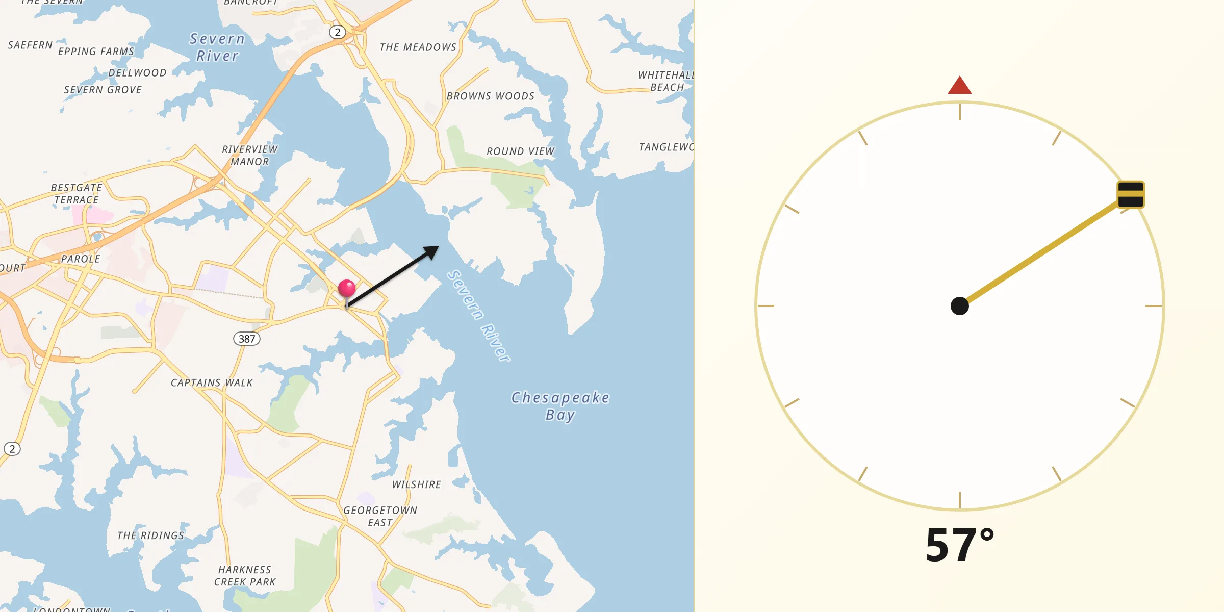 Qibla Direction from Annapolis