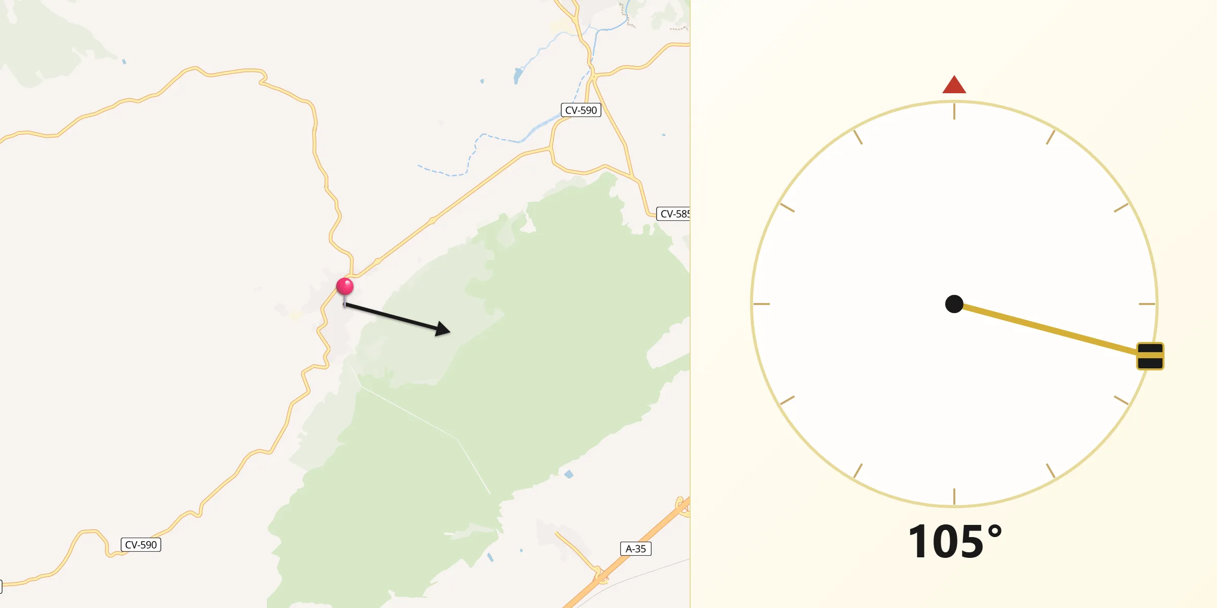 Dirección de la Qibla desde Enguera