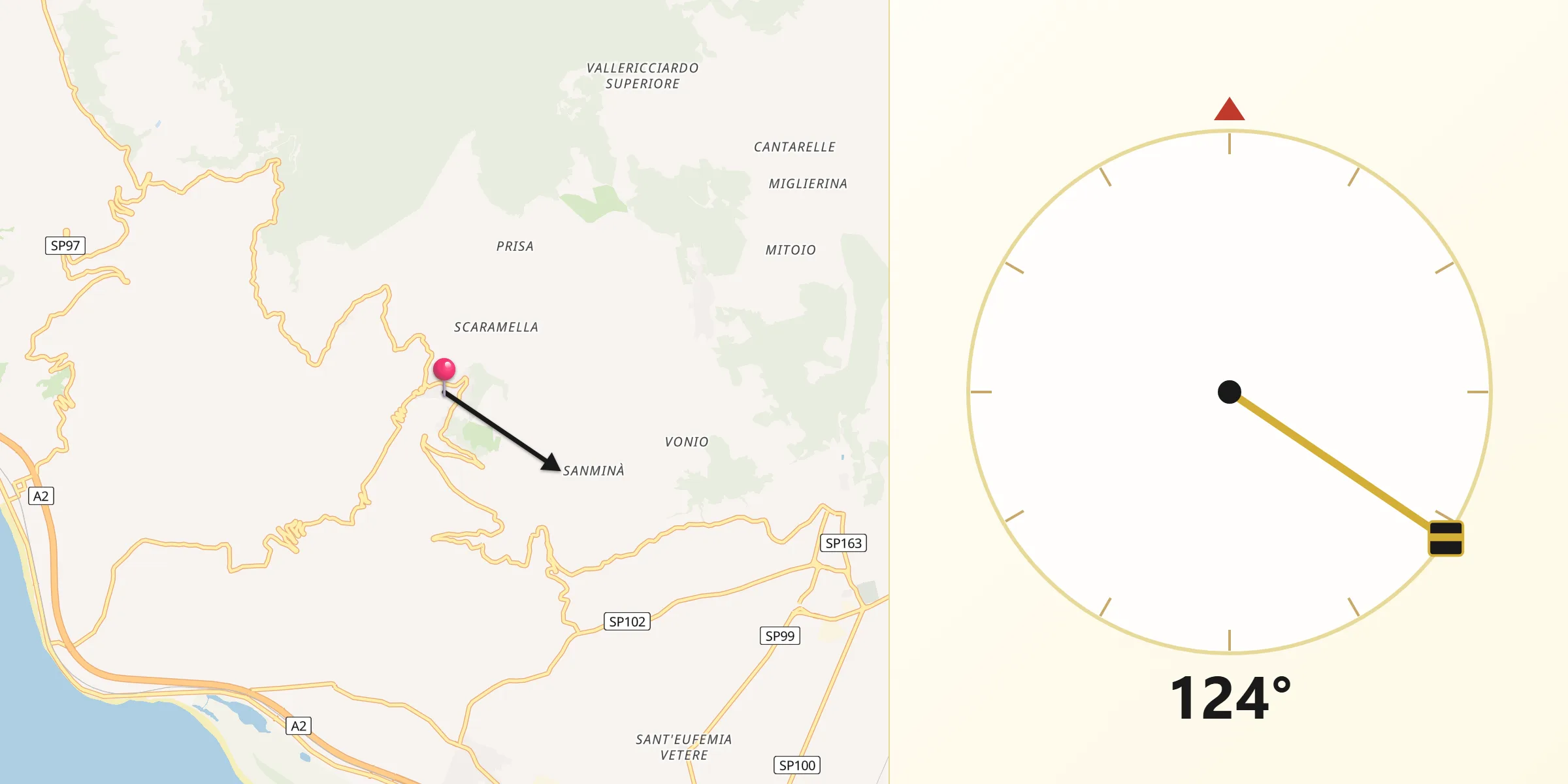 Direzione della Qibla da Gizzeria