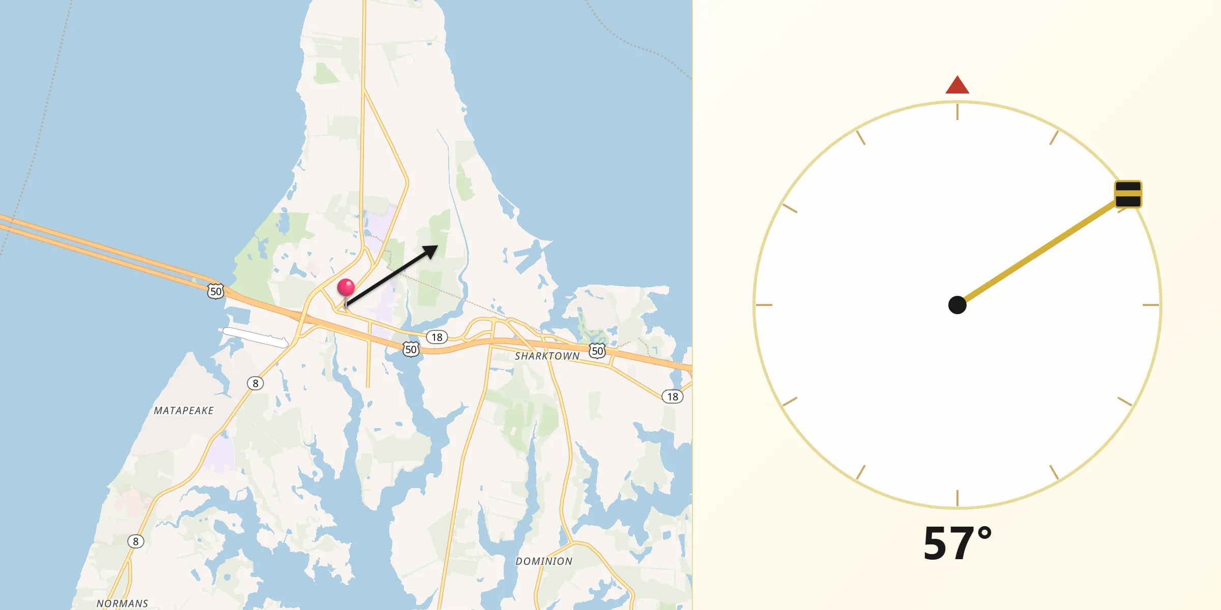 Qibla Direction from Stevensville