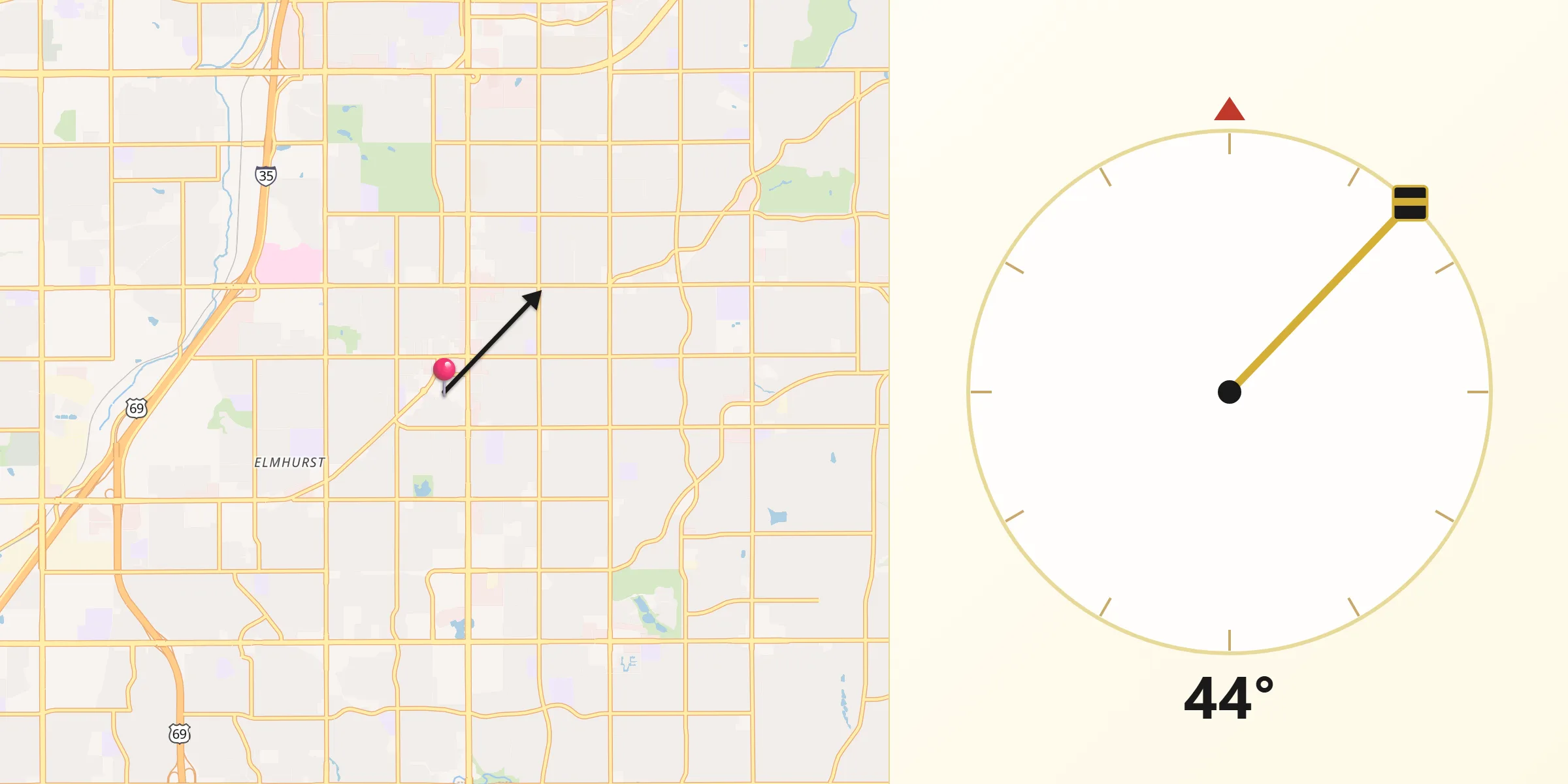 Qibla Direction from Overland Park