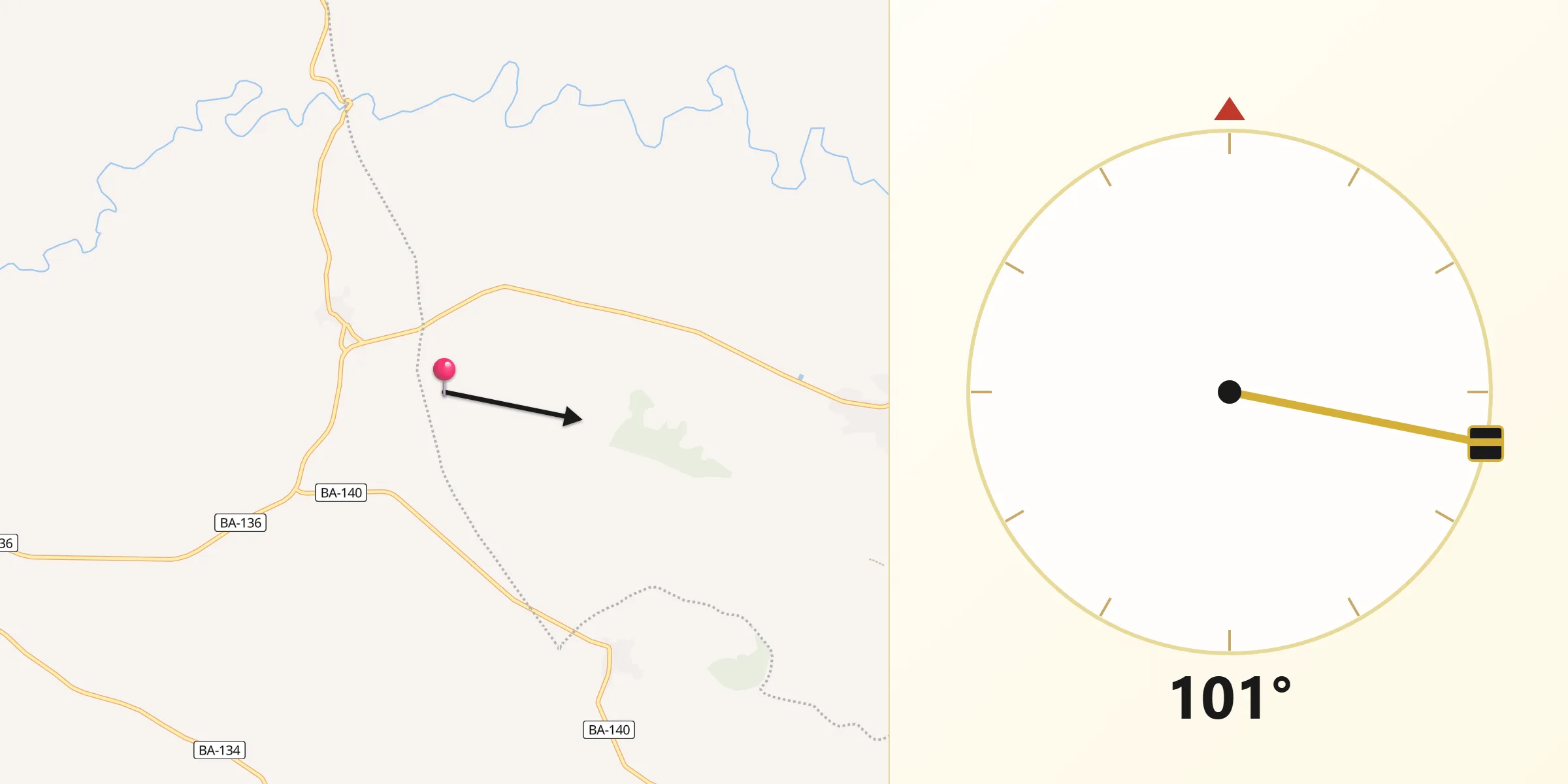 Dirección de la Qibla desde Tamurejo