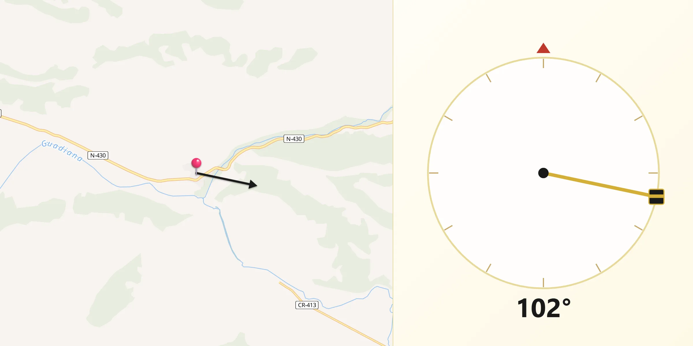 Dirección de la Qibla desde Luciana