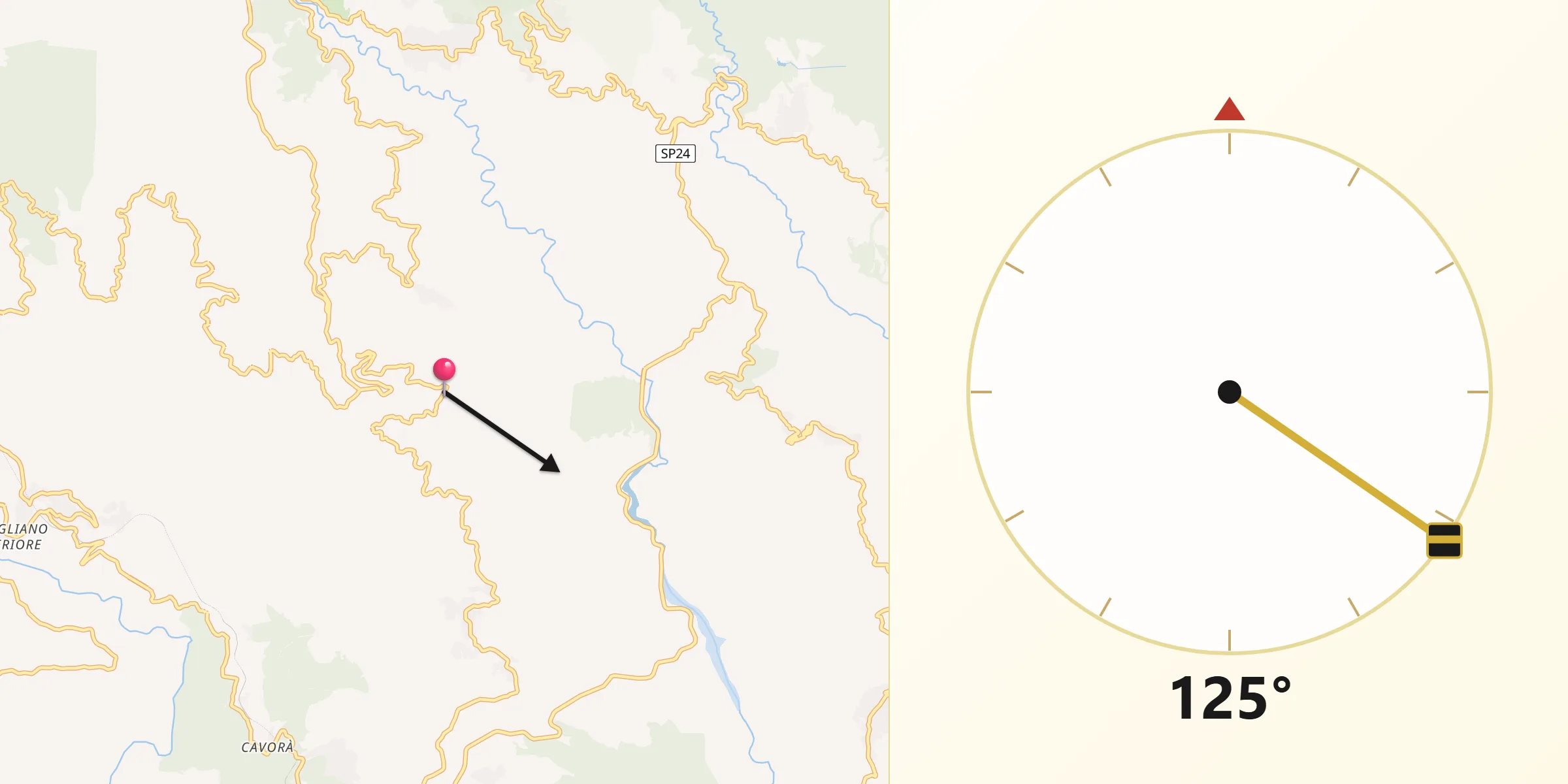 Direzione della Qibla da Pentone