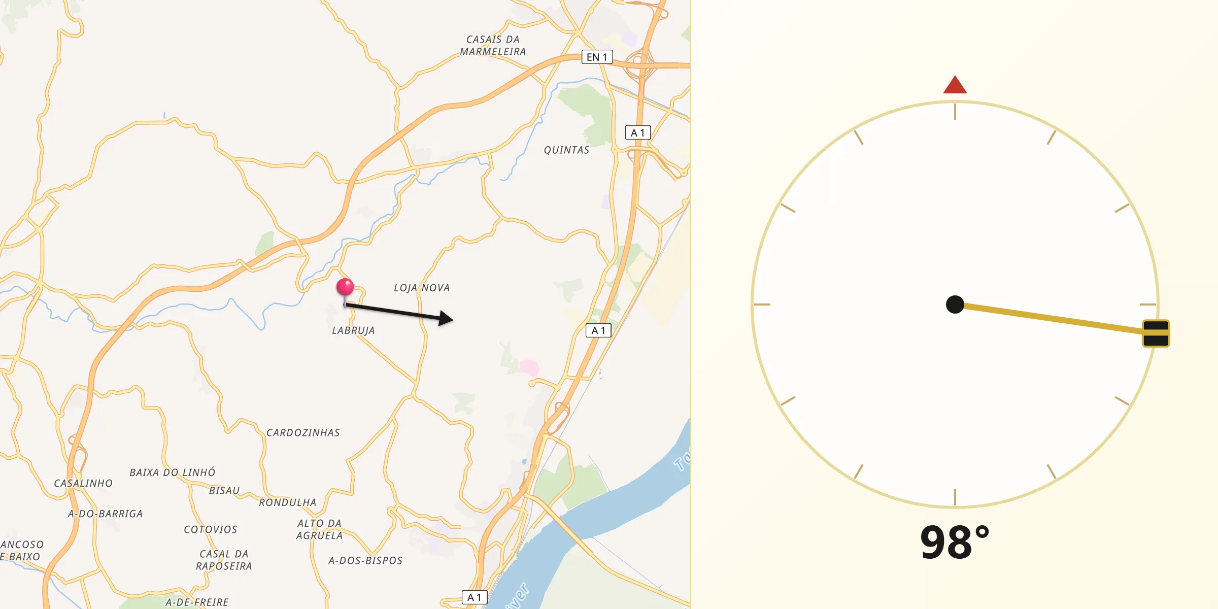 Direção da Qibla a partir de Cachoeiras