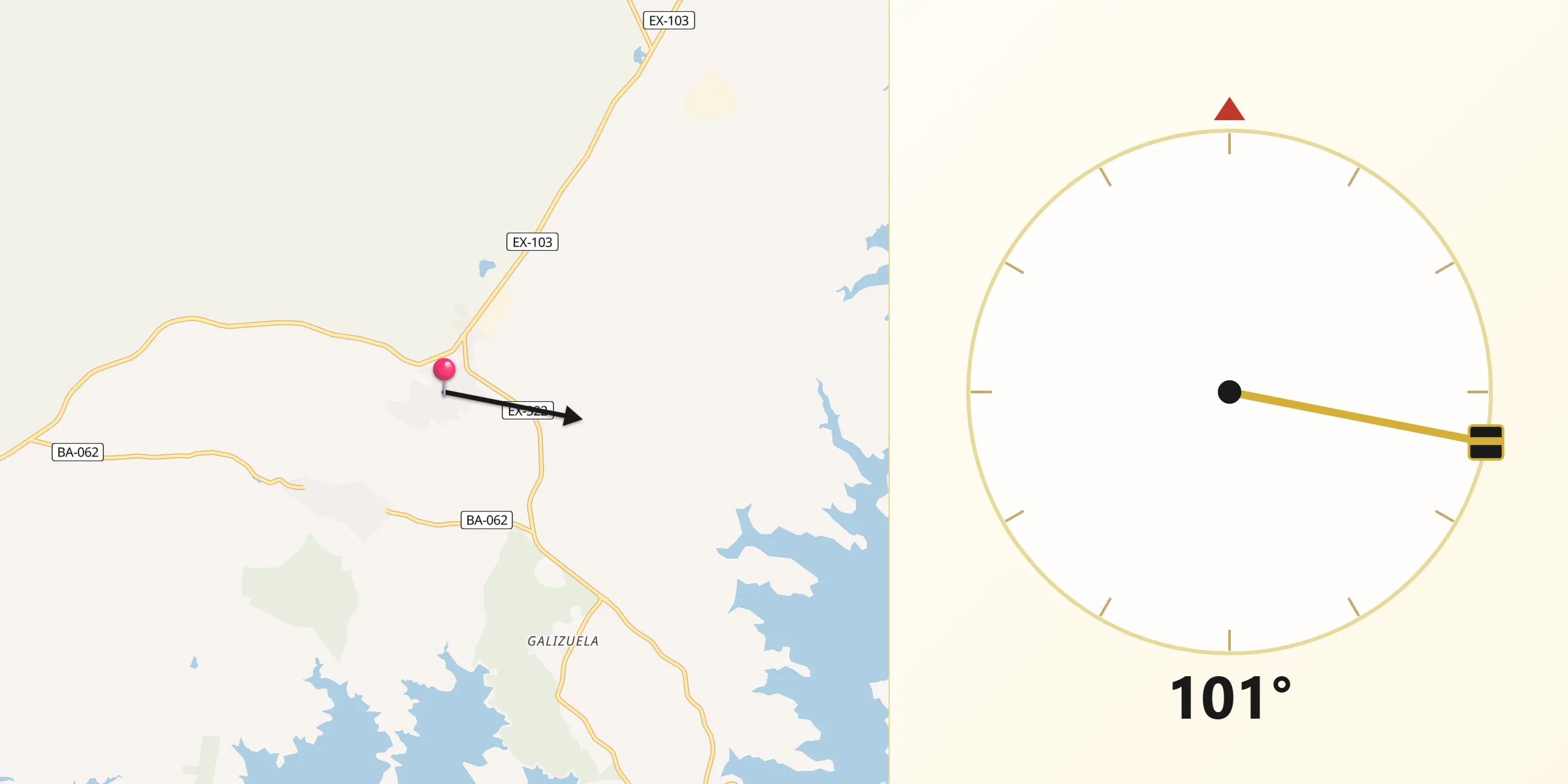 Dirección de la Qibla desde Puebla de Alcocer