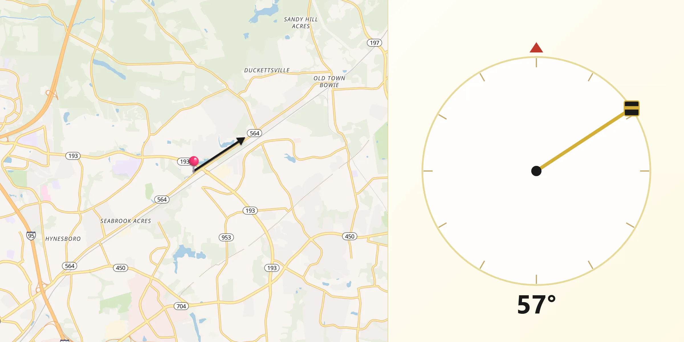 Qibla Direction from Glenn Dale
