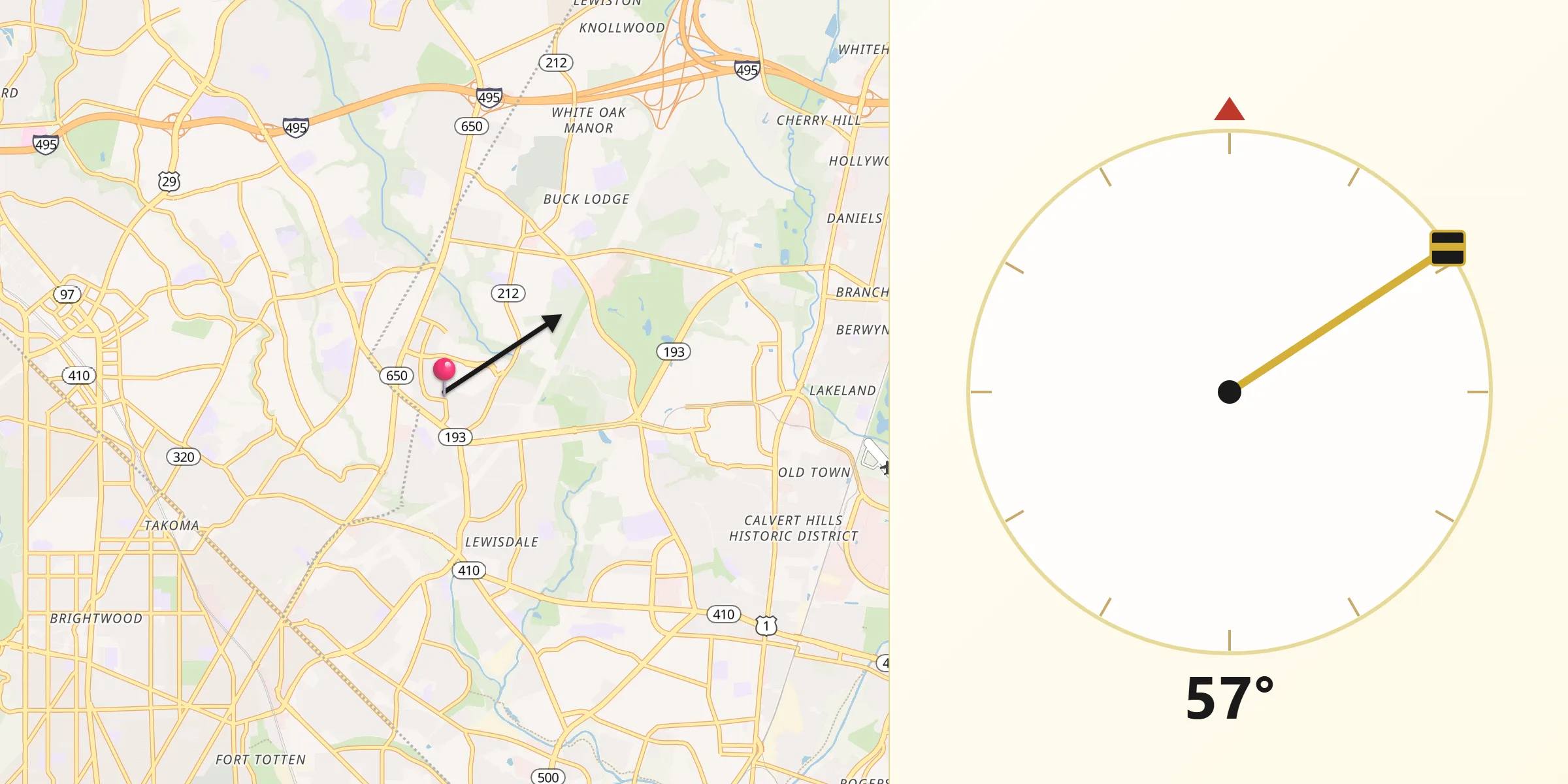 Qibla Direction from Langley Park