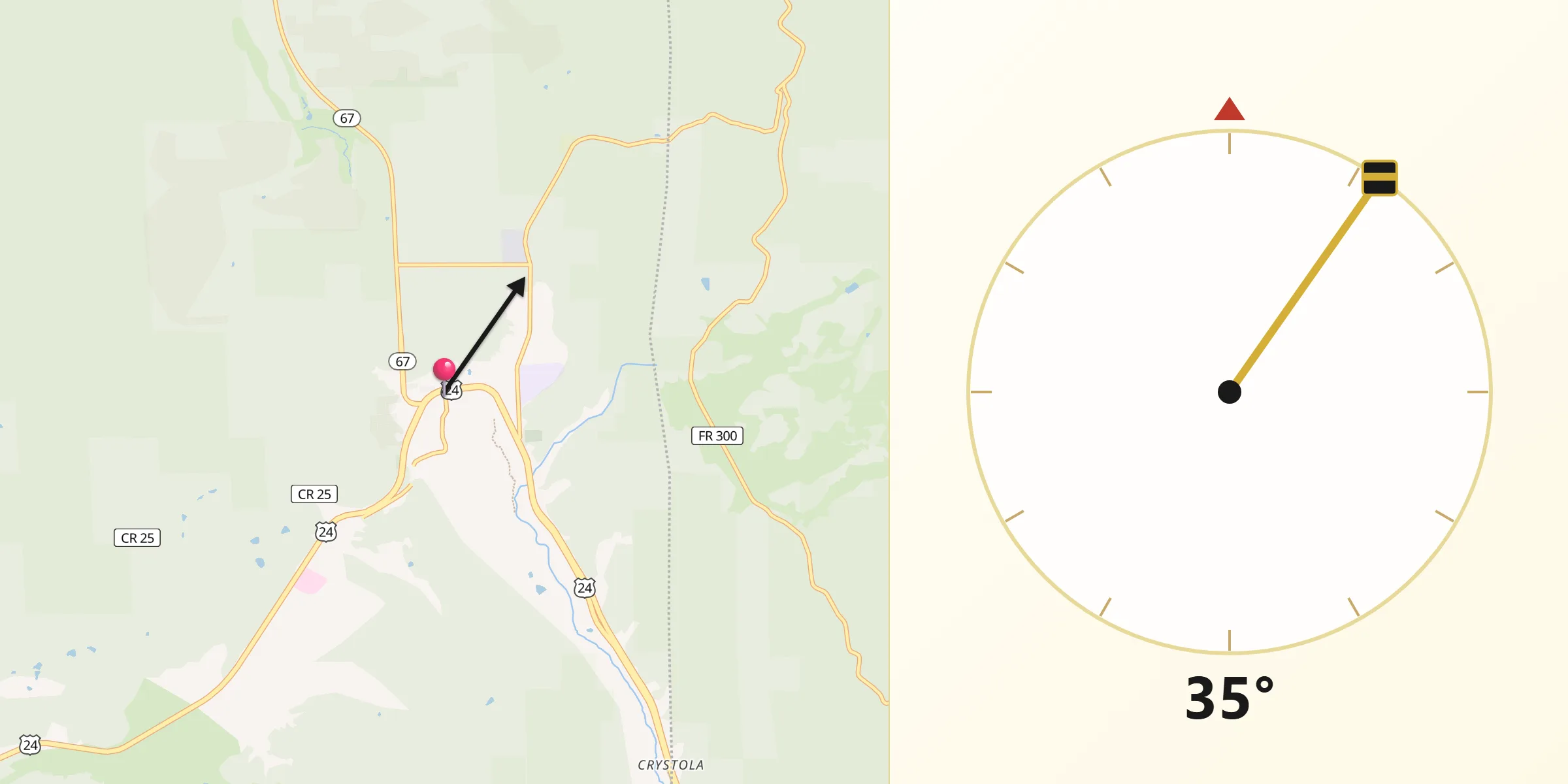 Qibla Direction from Woodland Park