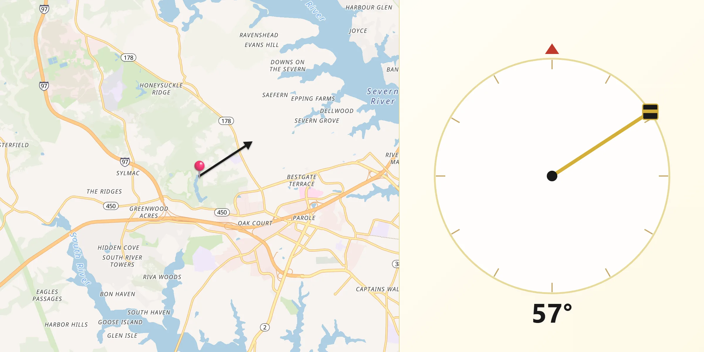 Qibla Direction from Anne Arundel