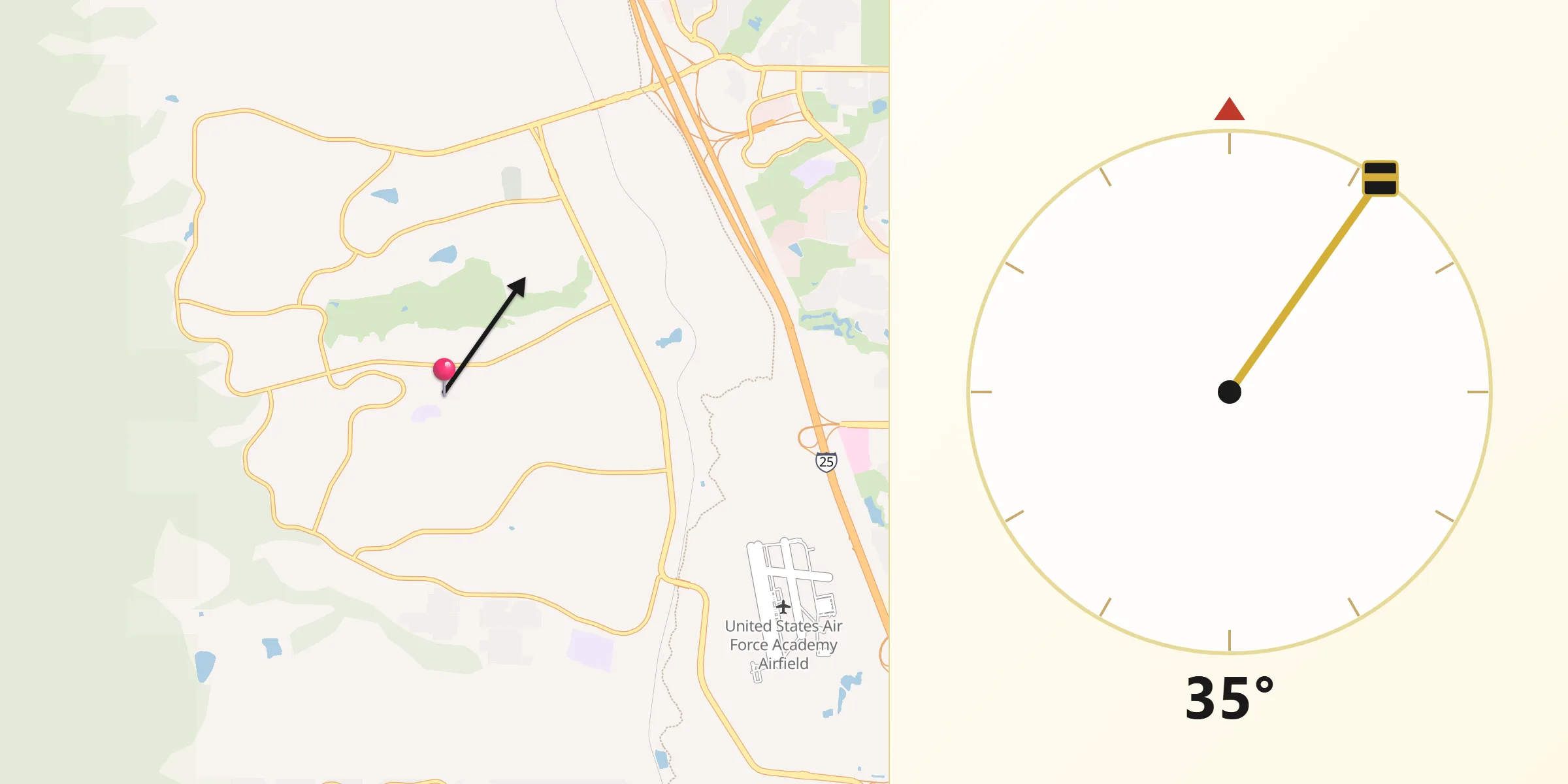 Qibla Direction from Air Force Academy