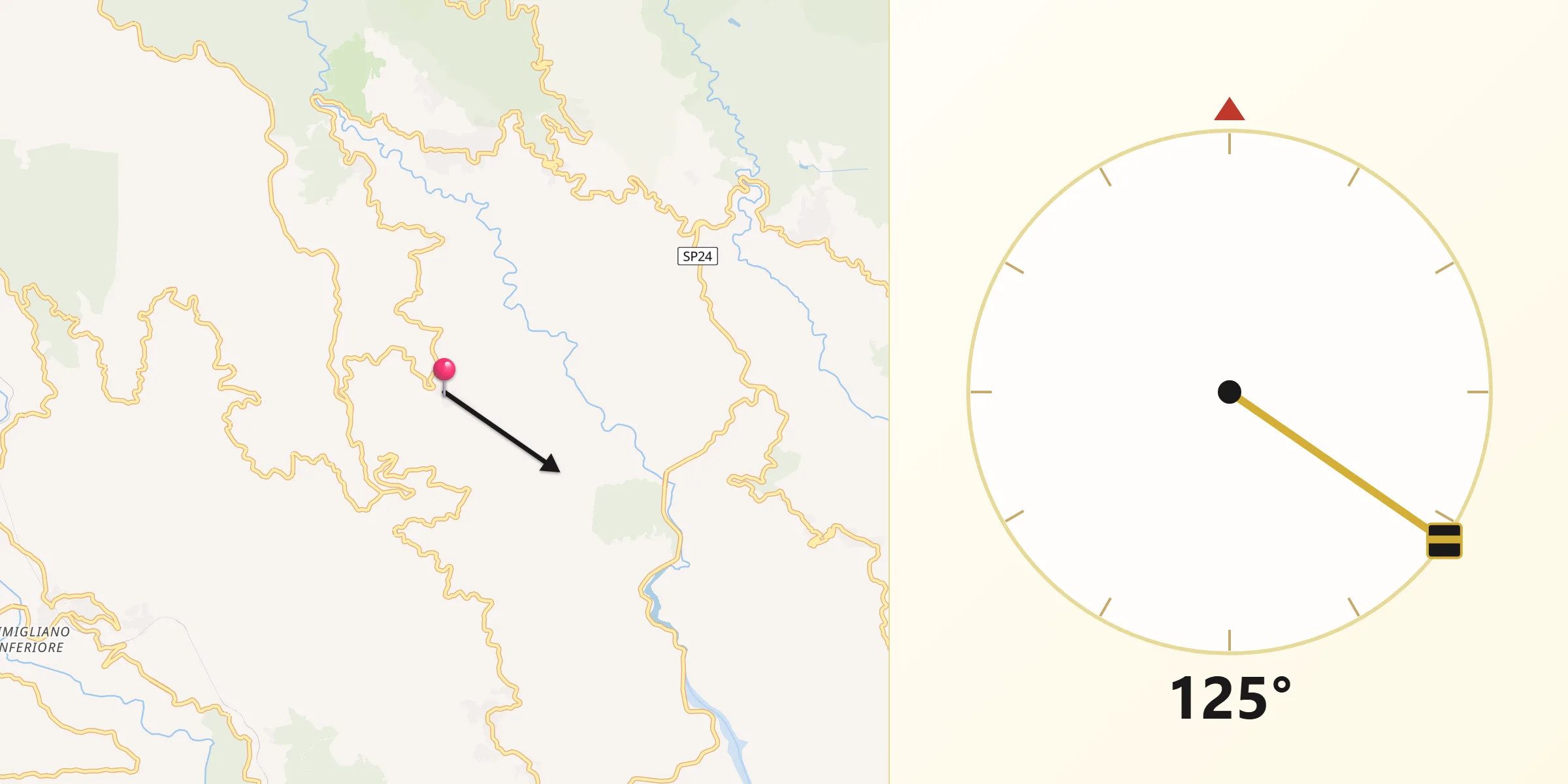 Direzione della Qibla da Fossato Serralta