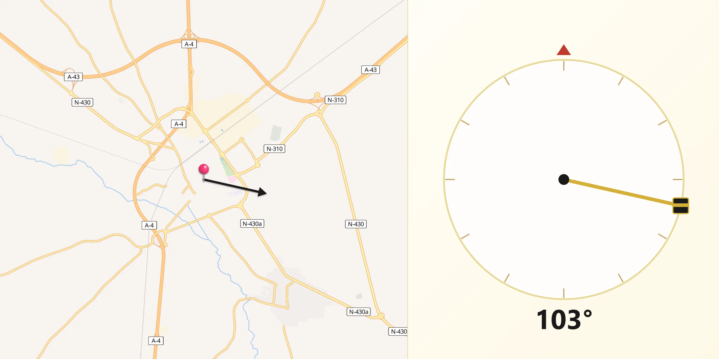 Dirección de la Qibla desde Manzanares