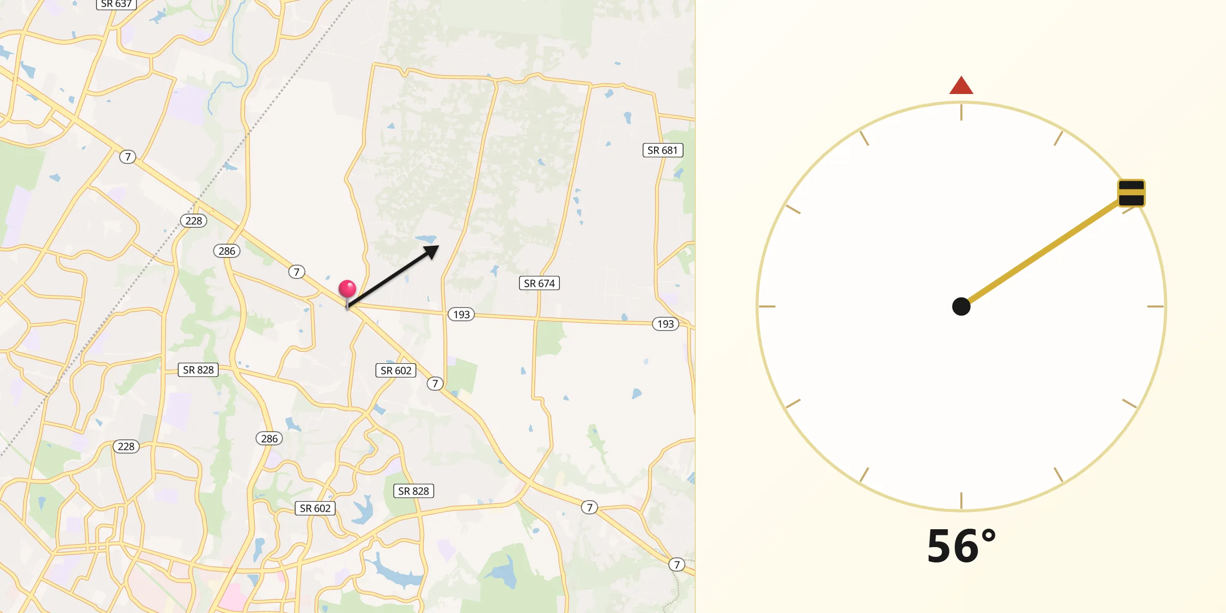 Qibla Direction from Dranesville