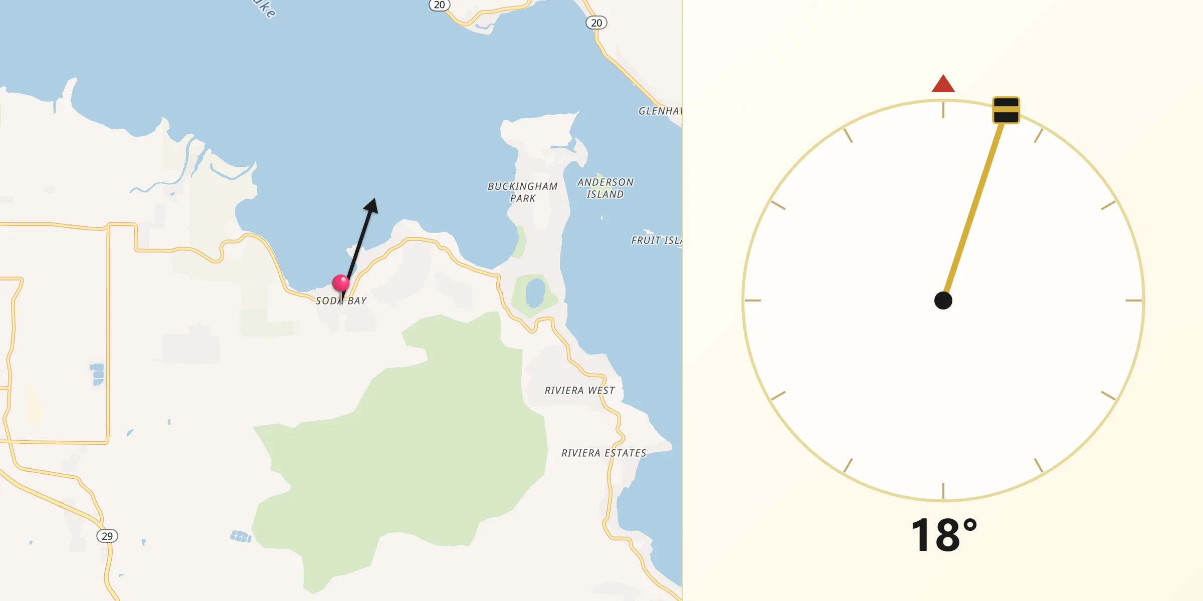 Qibla Direction from Soda Bay