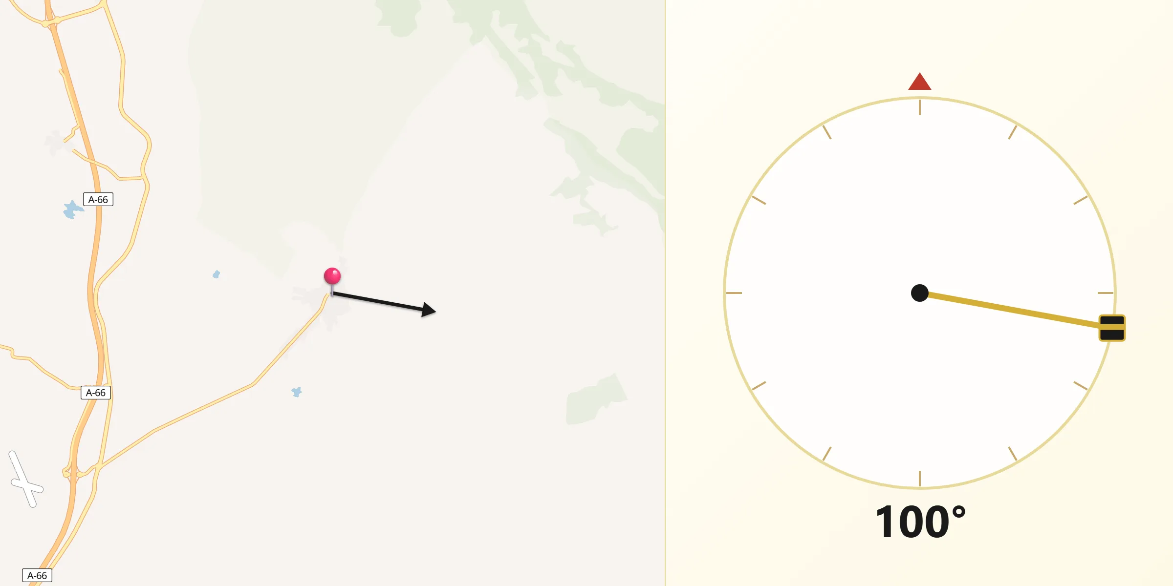 Dirección de la Qibla desde Mirandilla