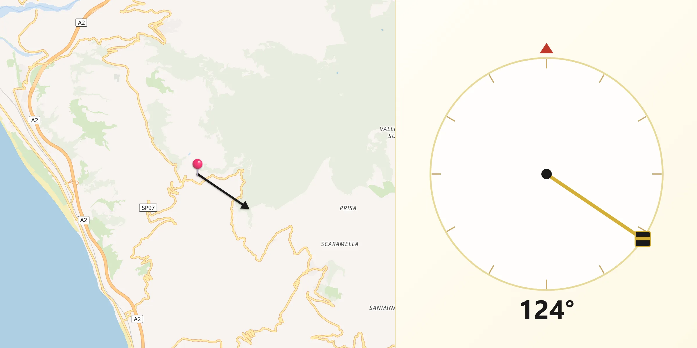 Direzione della Qibla da Falerna