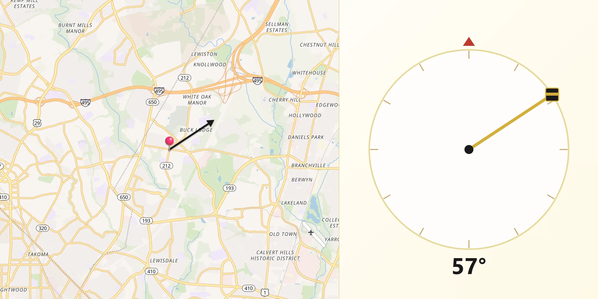 Qibla Direction from Adelphi