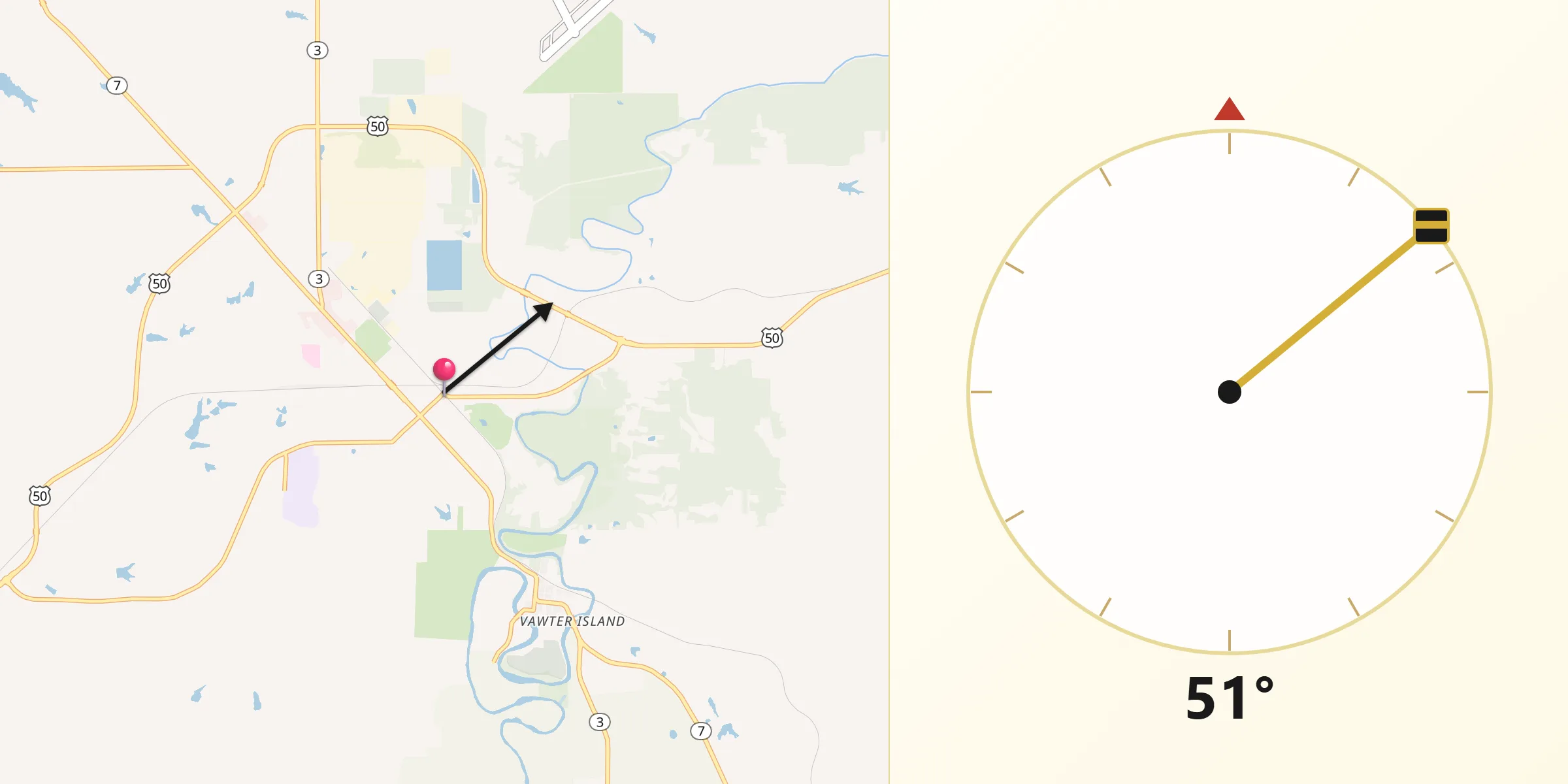 Qibla Direction from North Vernon