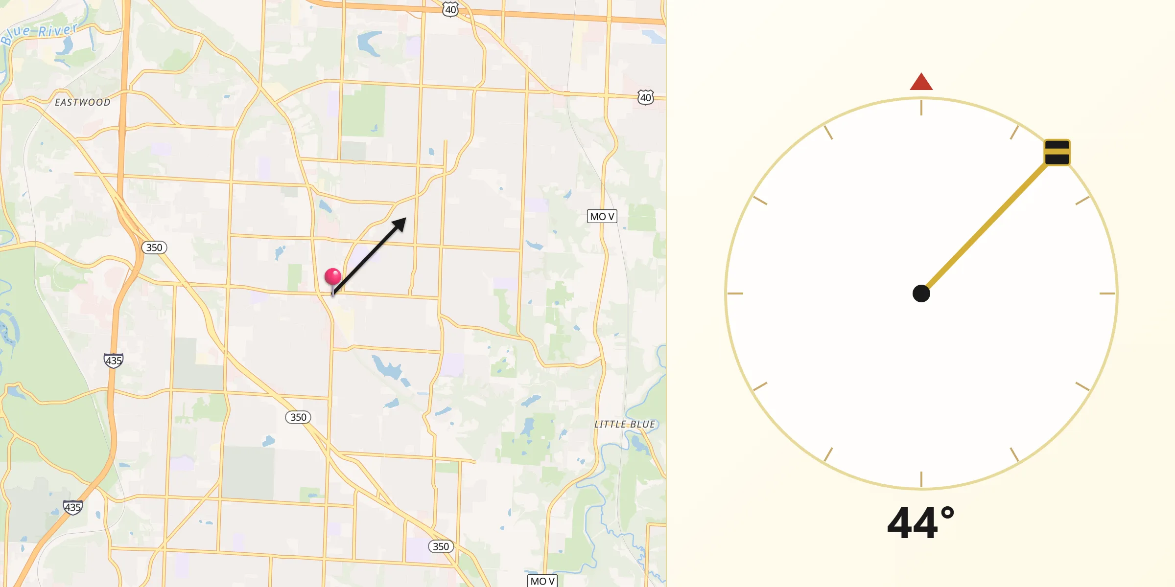 Qibla Direction from Raytown