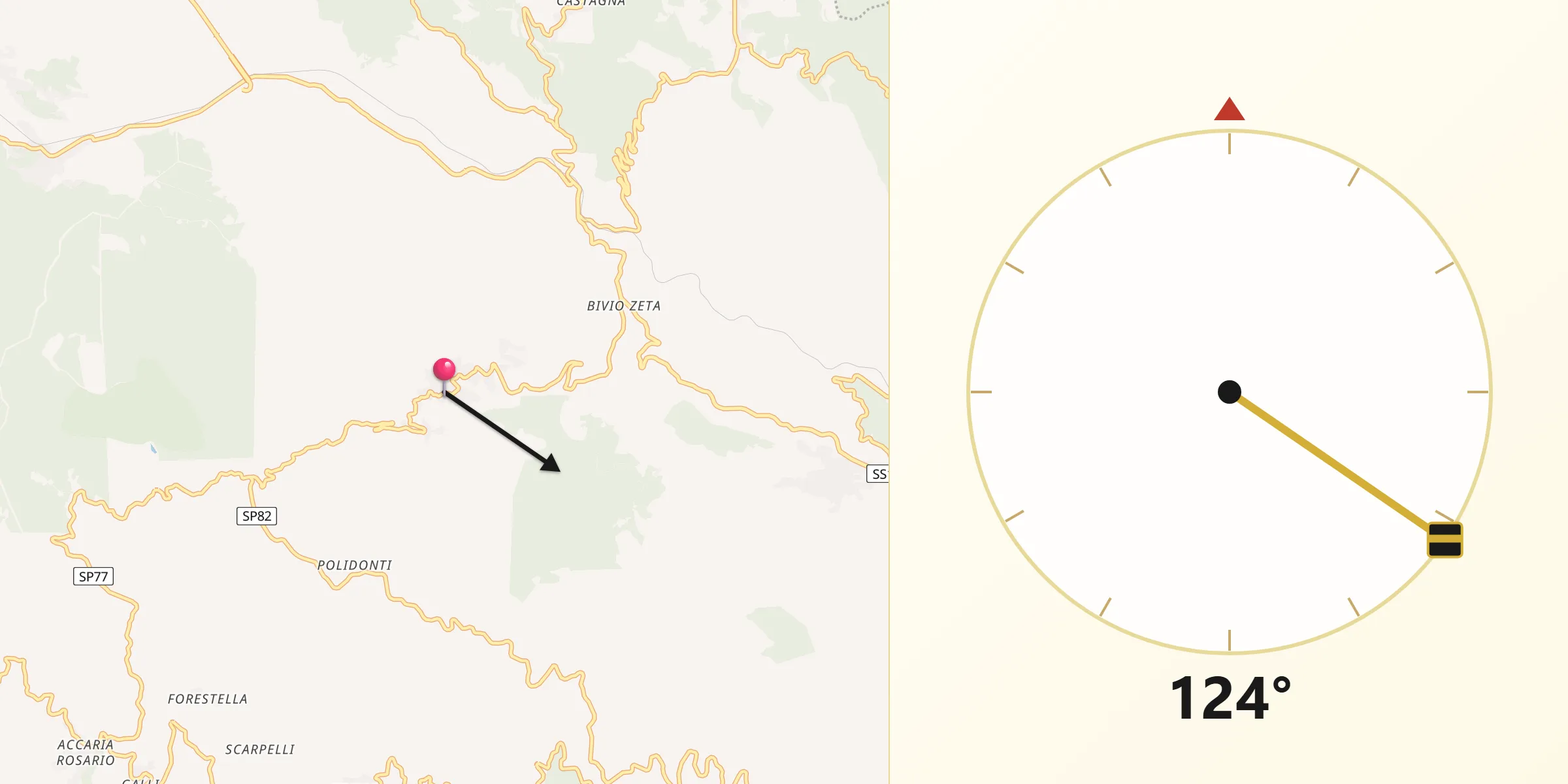 Direzione della Qibla da Serrastretta