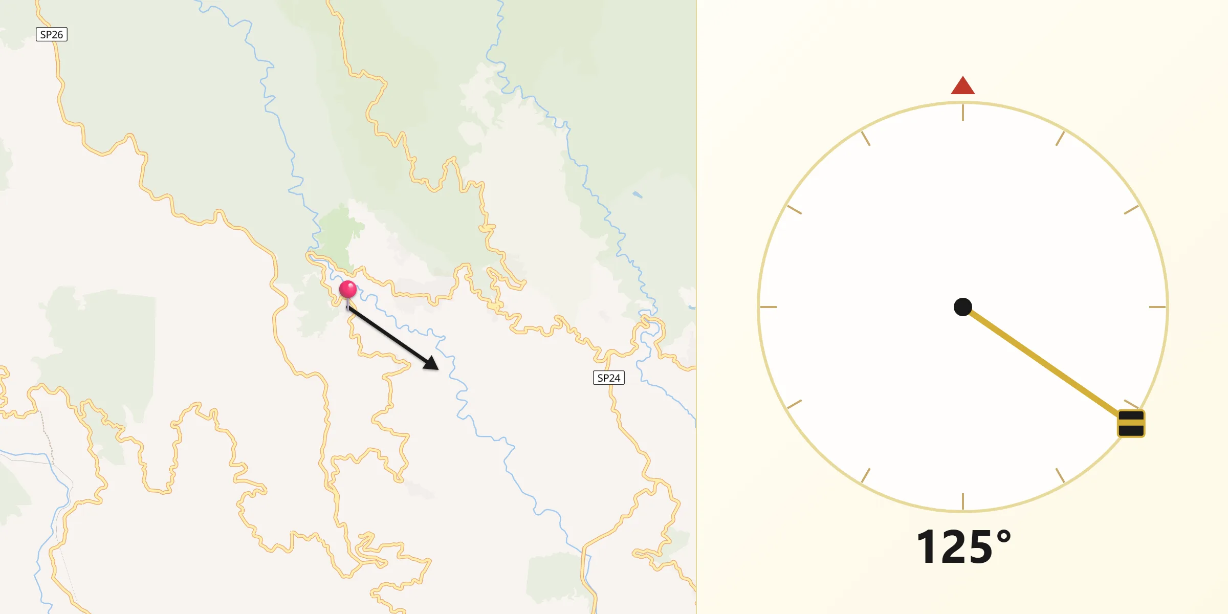 Direzione della Qibla da Sorbo San Basile