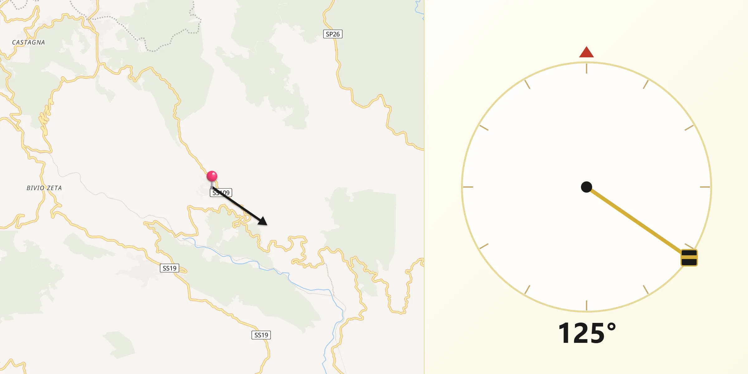 Direzione della Qibla da Cicala