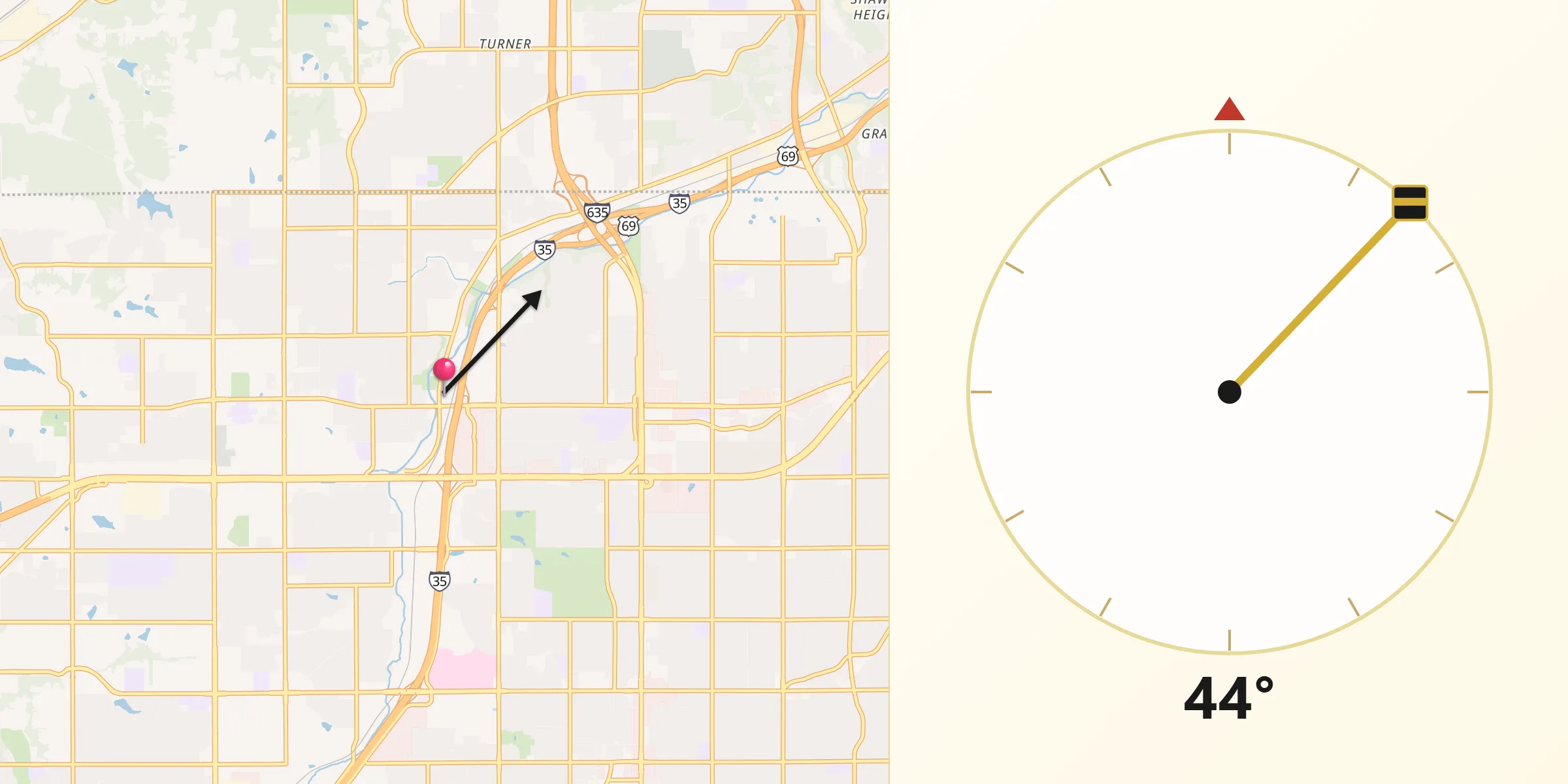 Qibla Direction from Merriam