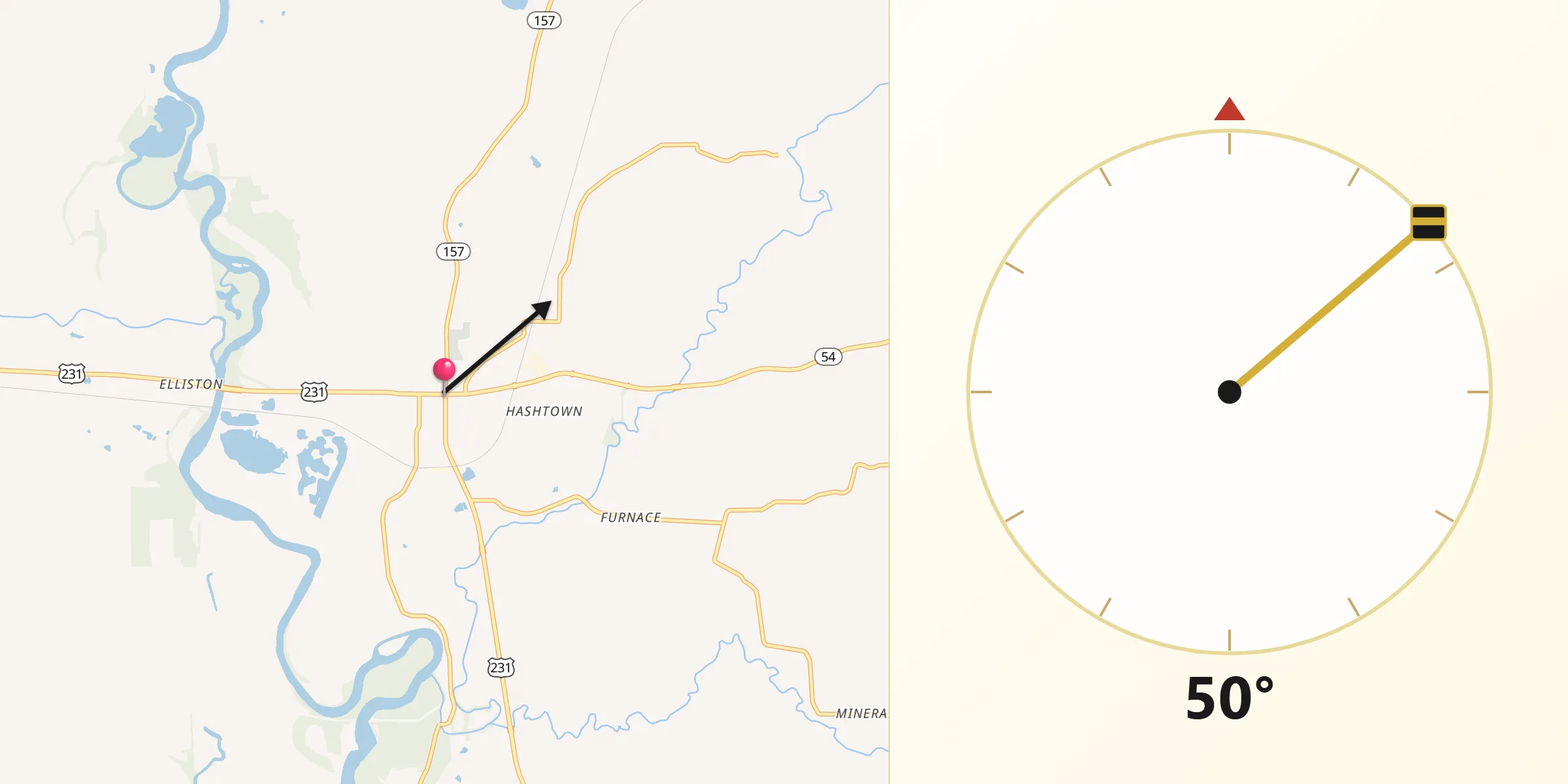 Qibla Direction from Bloomfield