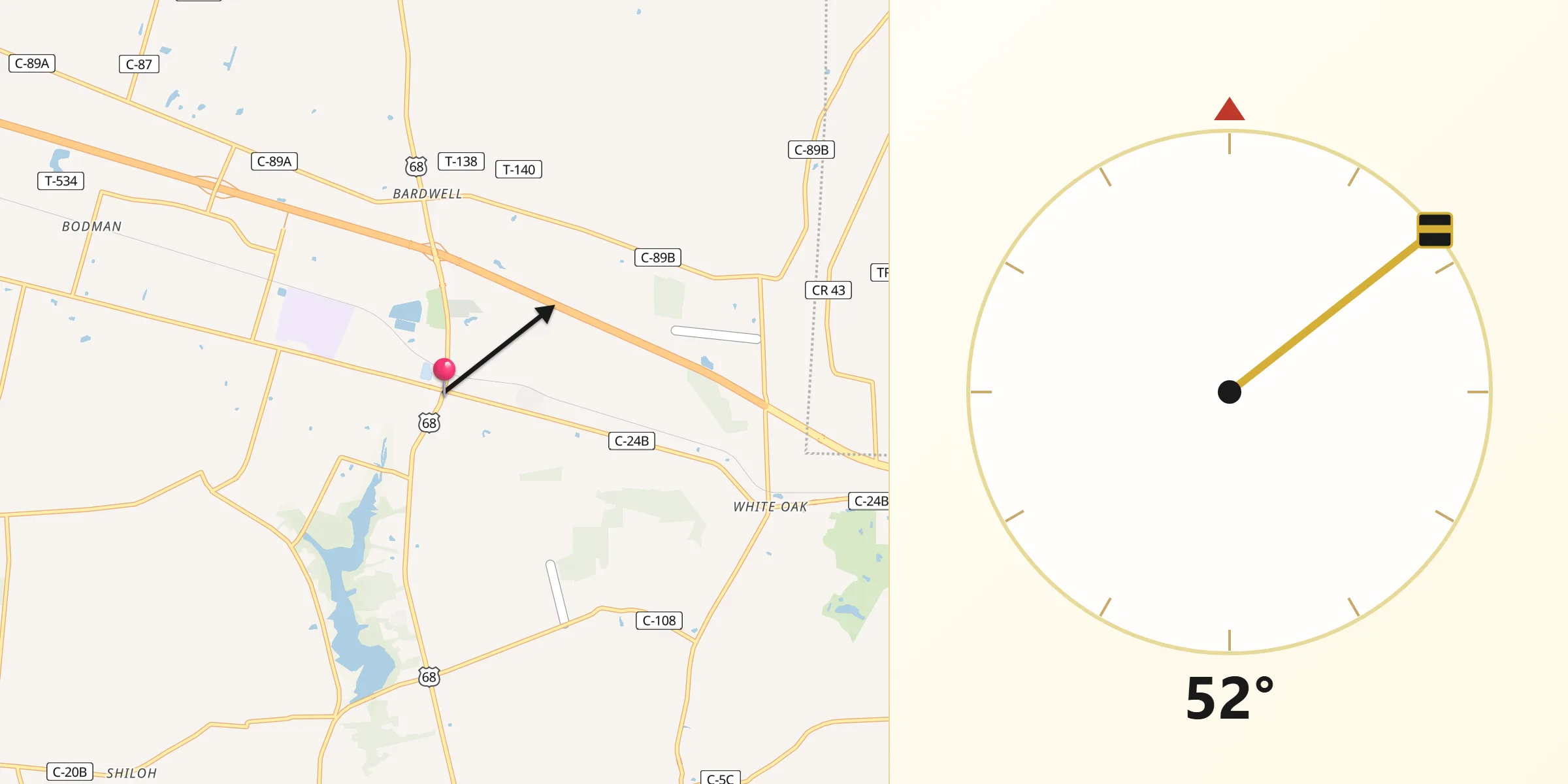 Qibla Direction from Mount Orab