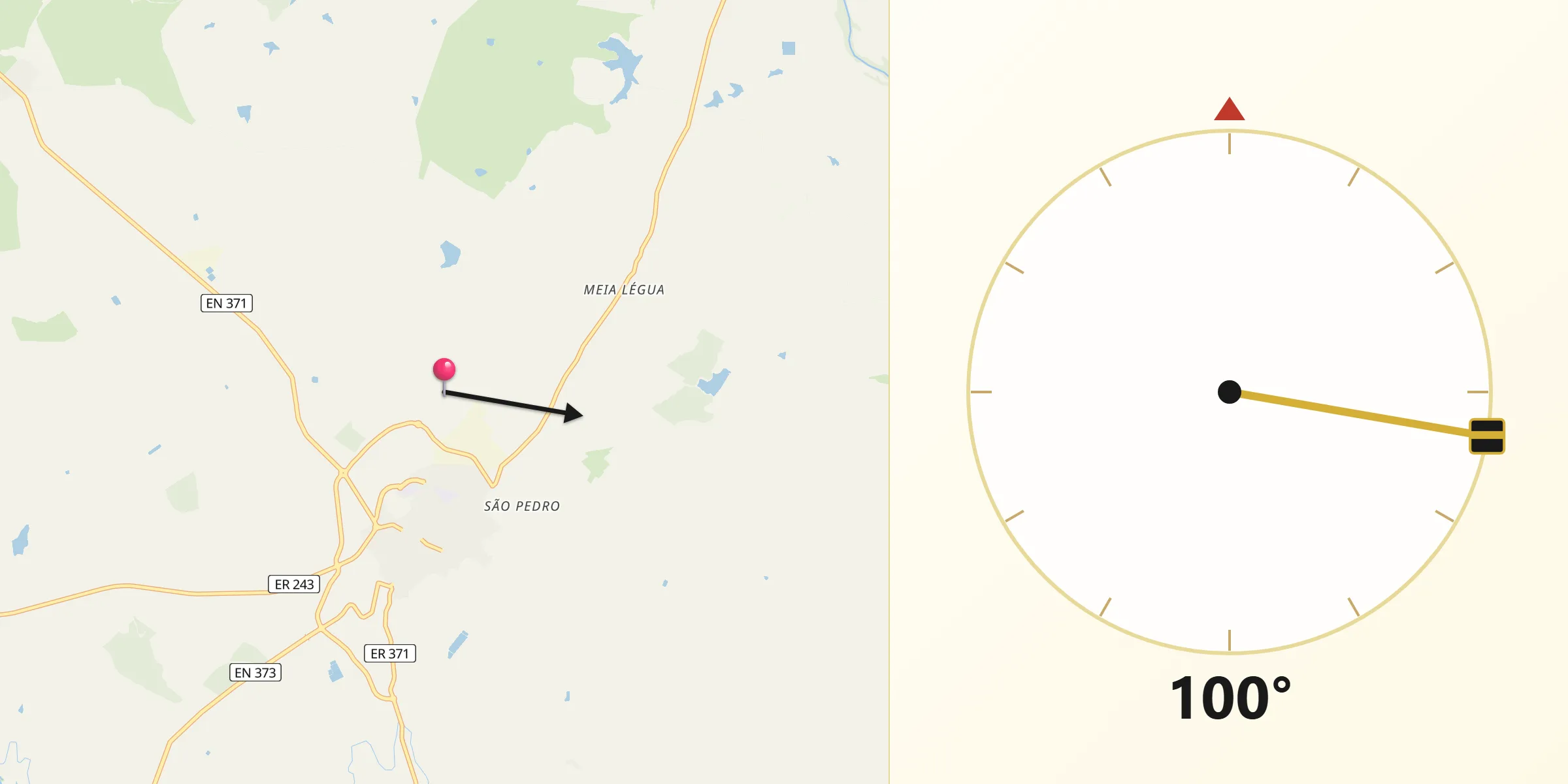 Direção da Qibla a partir de Campo Maior