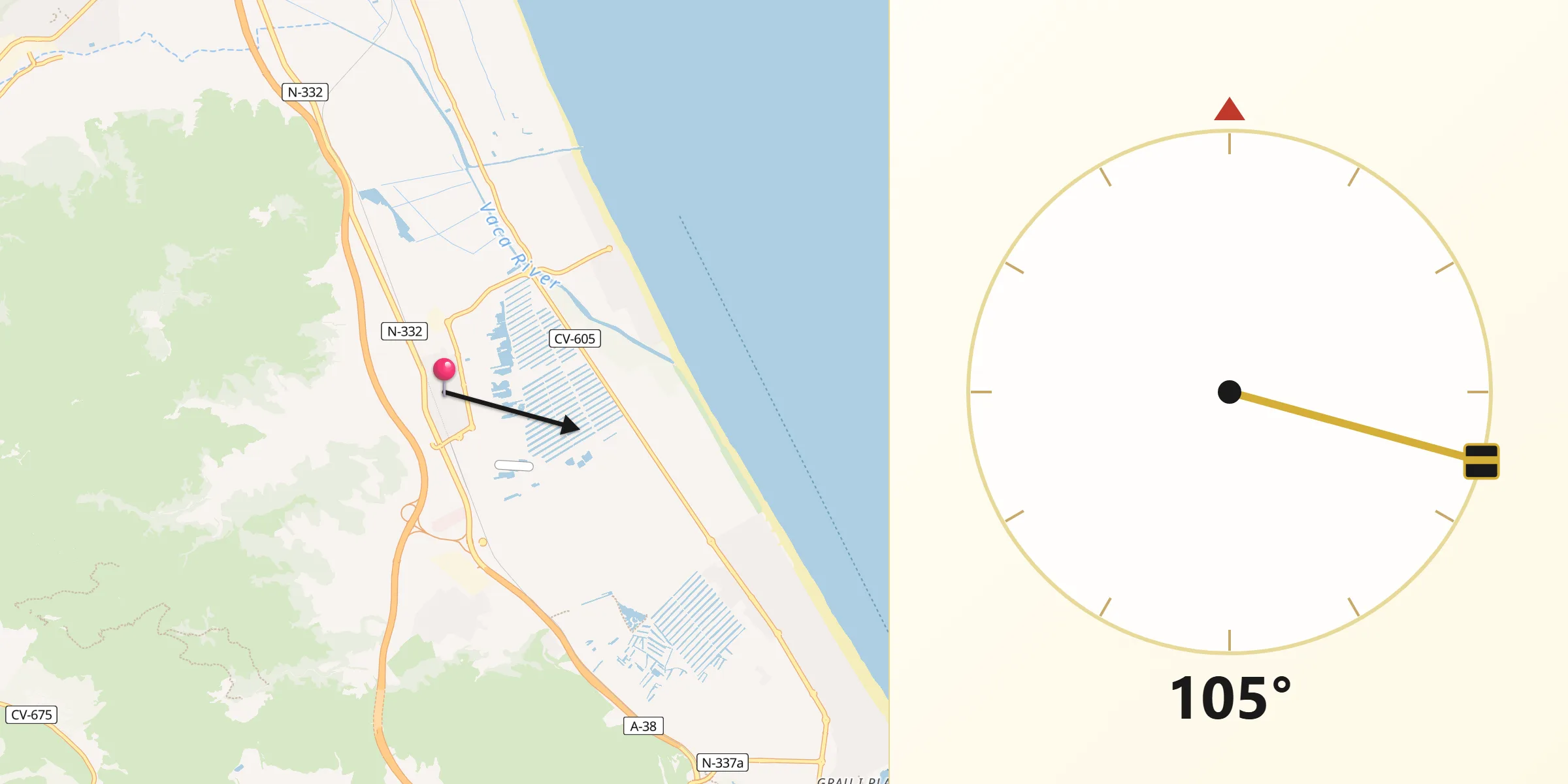 Dirección de la Qibla desde XeracoJaraco