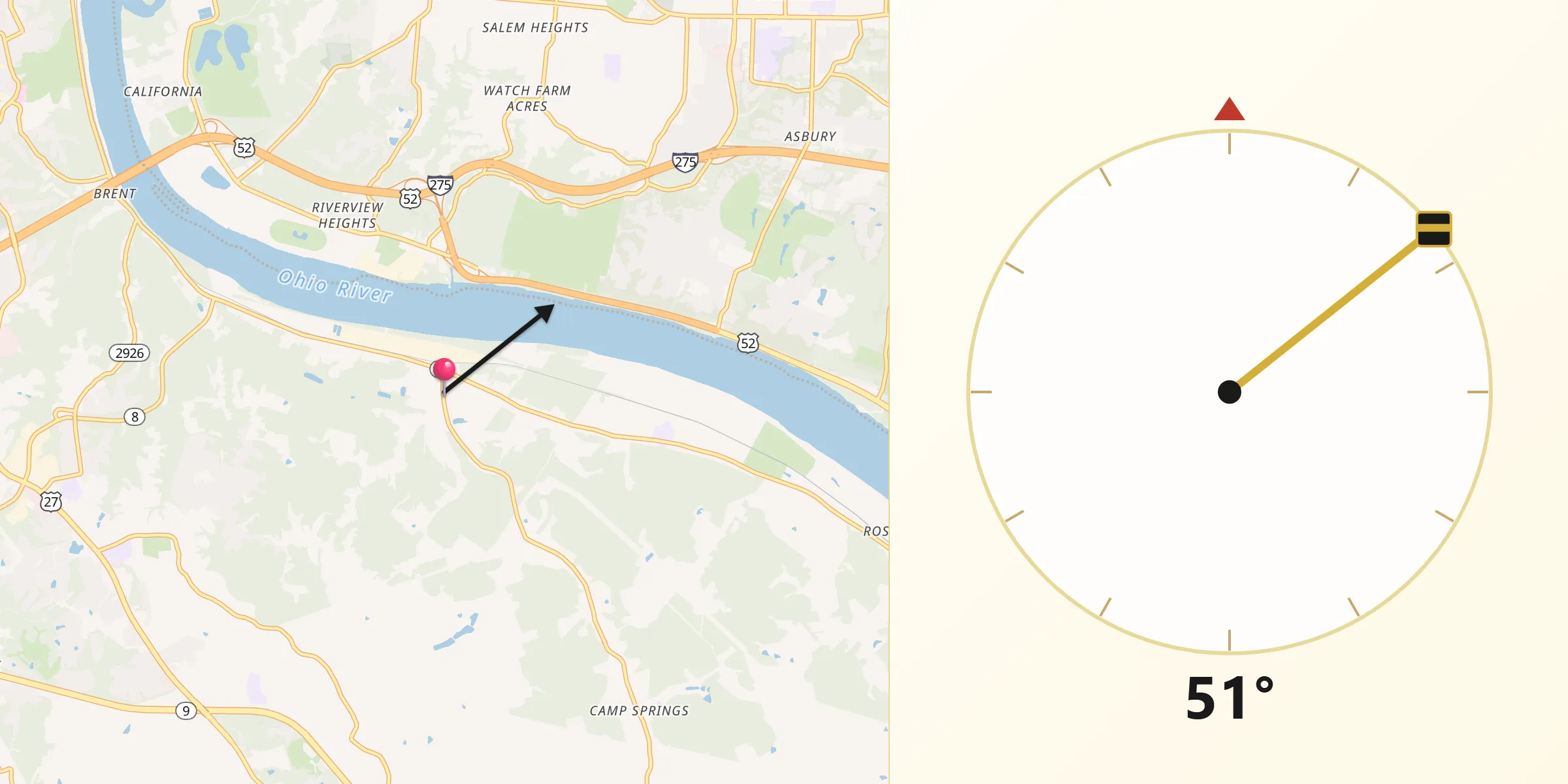 Qibla Direction from Silver Grove
