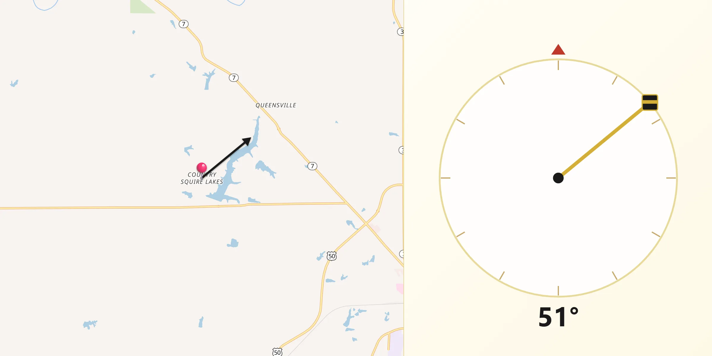 Qibla Direction from Country Squire Lakes