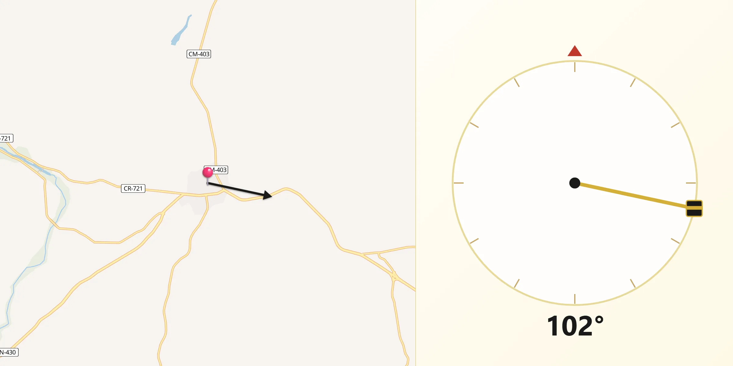 Dirección de la Qibla desde Piedrabuena