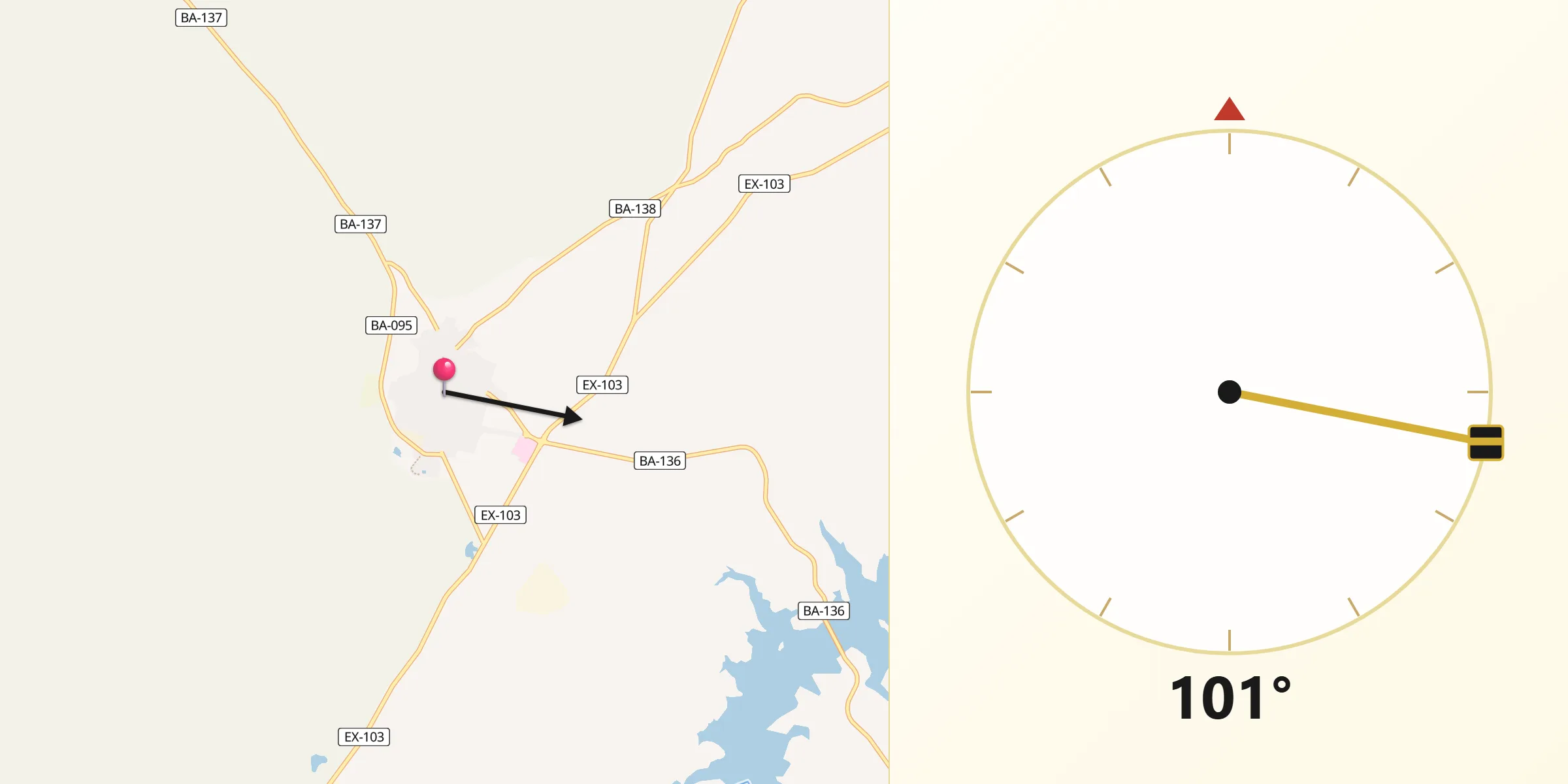 Dirección de la Qibla desde Talarrubias